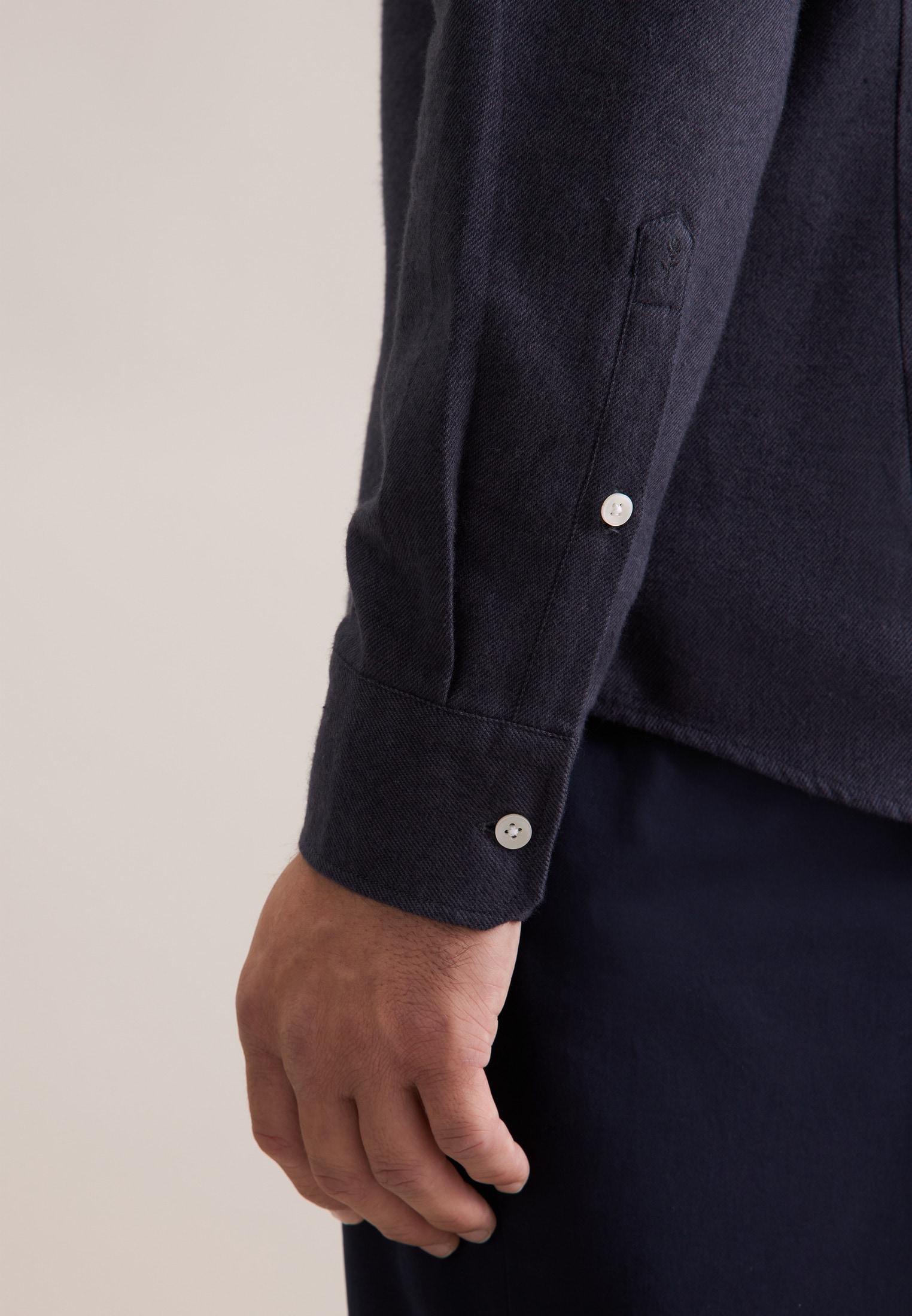 seidensticker Flanellhemd Slim 1/1 Button-Down-Kragen Uni