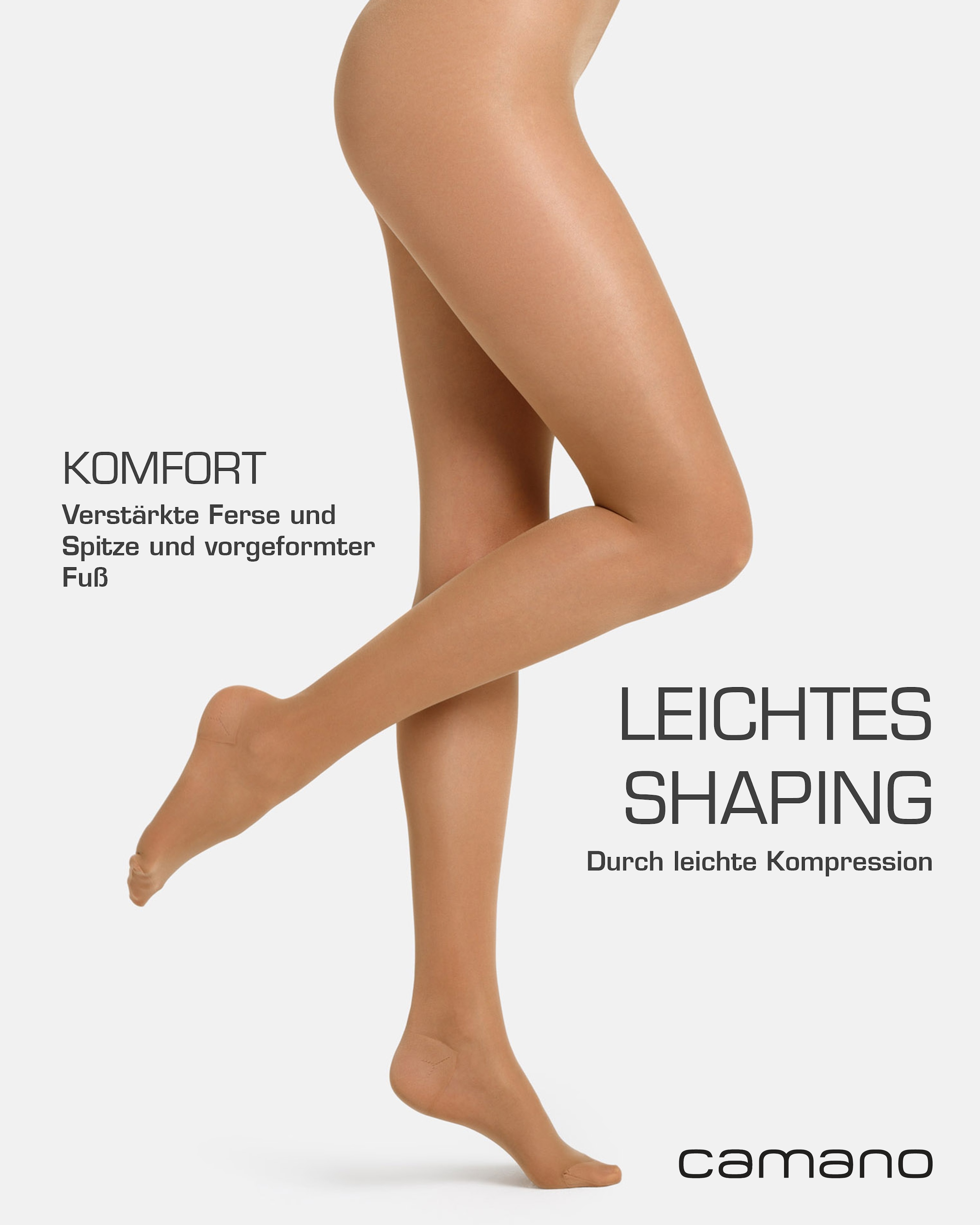 Camano Collants fins 40 2 Stück,  Vorgeformter Fuss mit verstärkter Ferse und Fussspitze