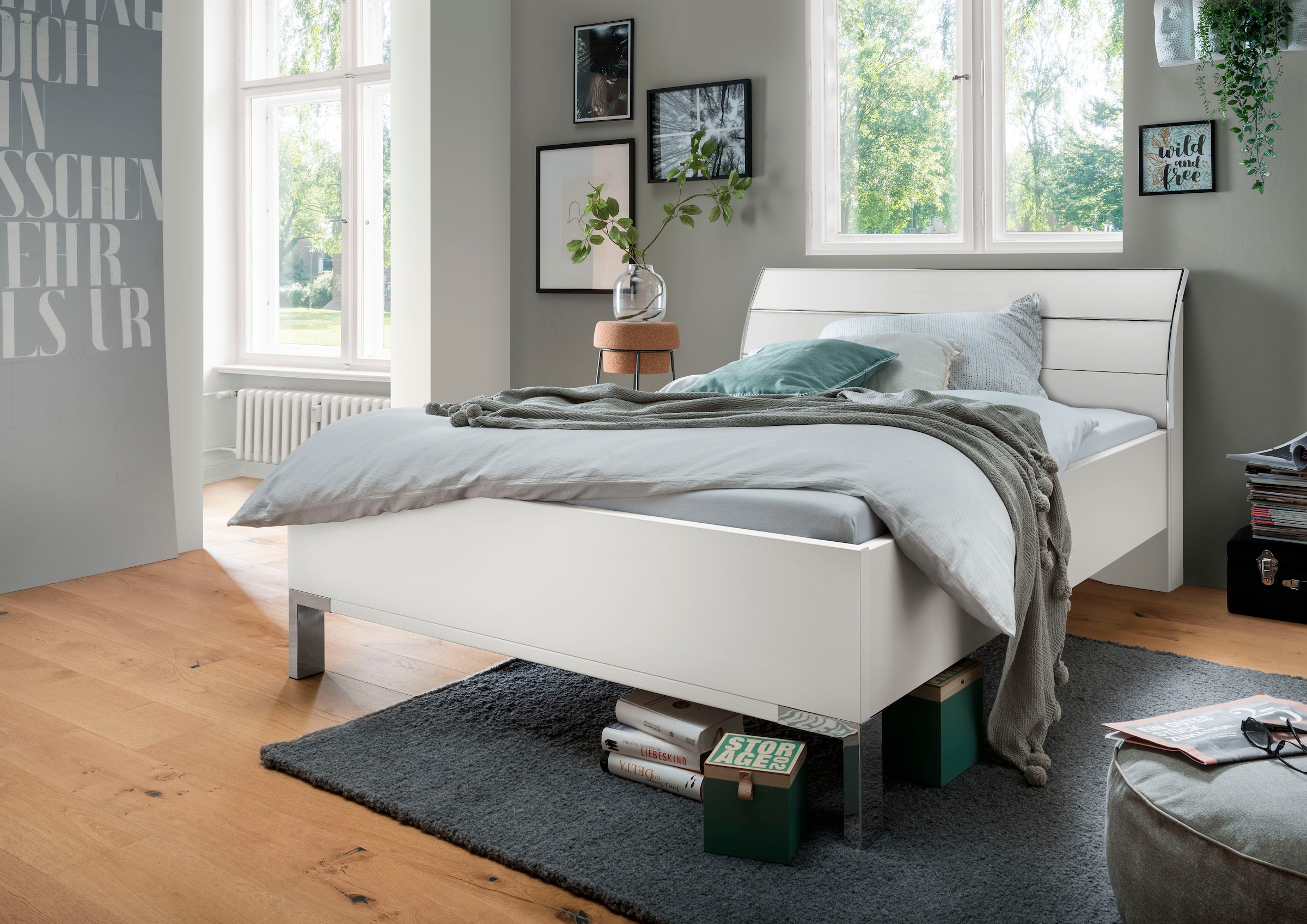 WIEMANN Futonbett »Monaco, 4-fache Liegehöhenverstellung« mit stilvollem Holzkopfteil, Made in Germany