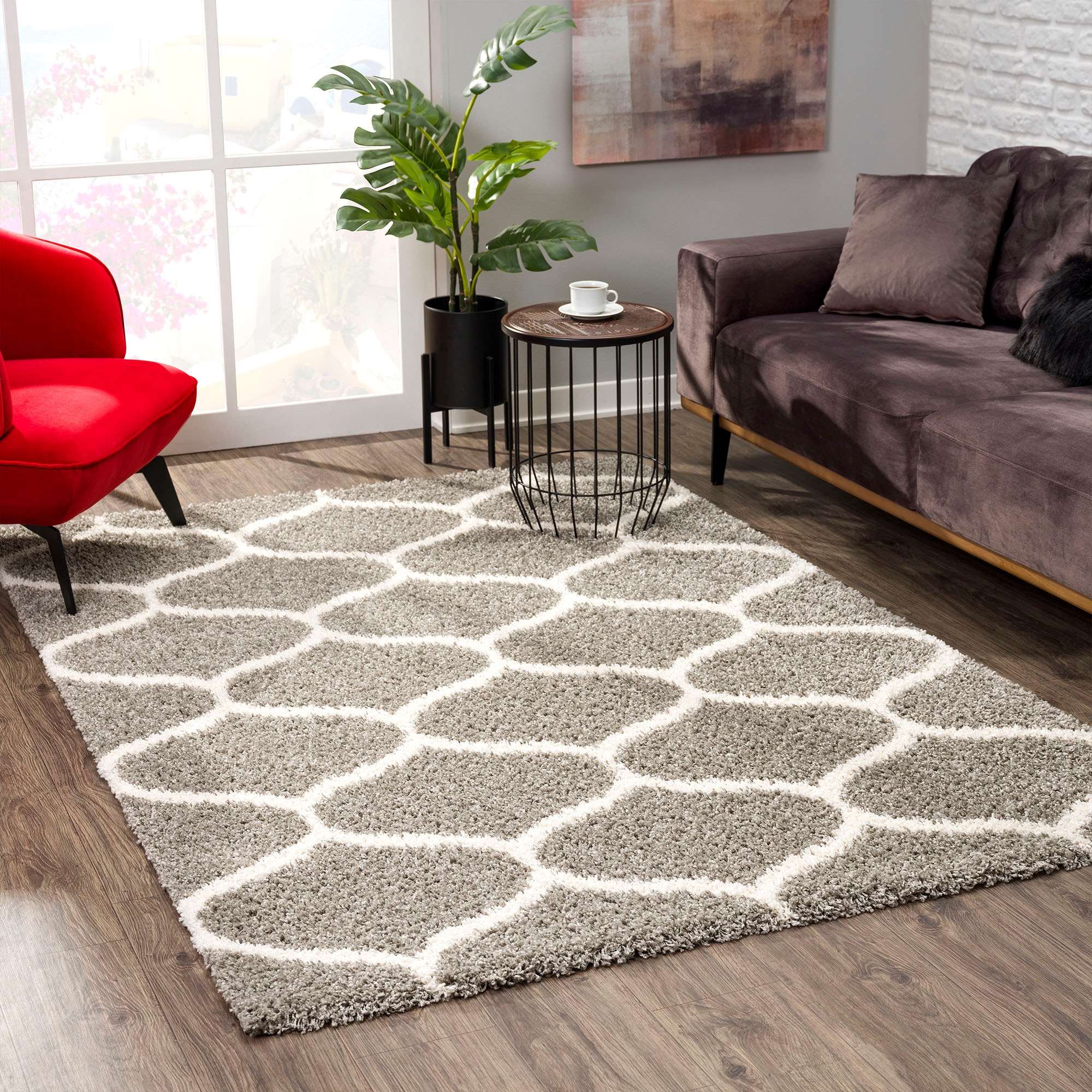 Sanat Hochflor-Teppich »Madrid«, rechteckig, 30 mm Höhe, Wohnzimmer, Langflor, Shaggy Teppich