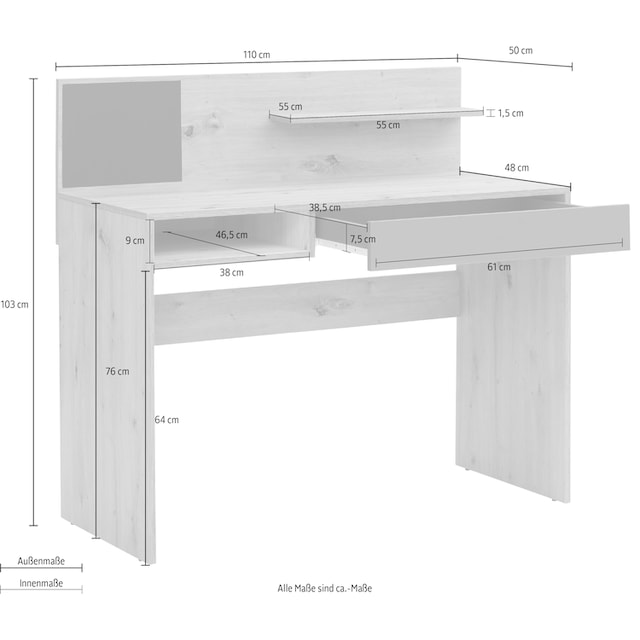 INOSIGN Schreibtisch »Magnet«, Magnettafel, grosse Arbeitsfläche,  Schubkasten und Ablageboden versandkostenfrei auf