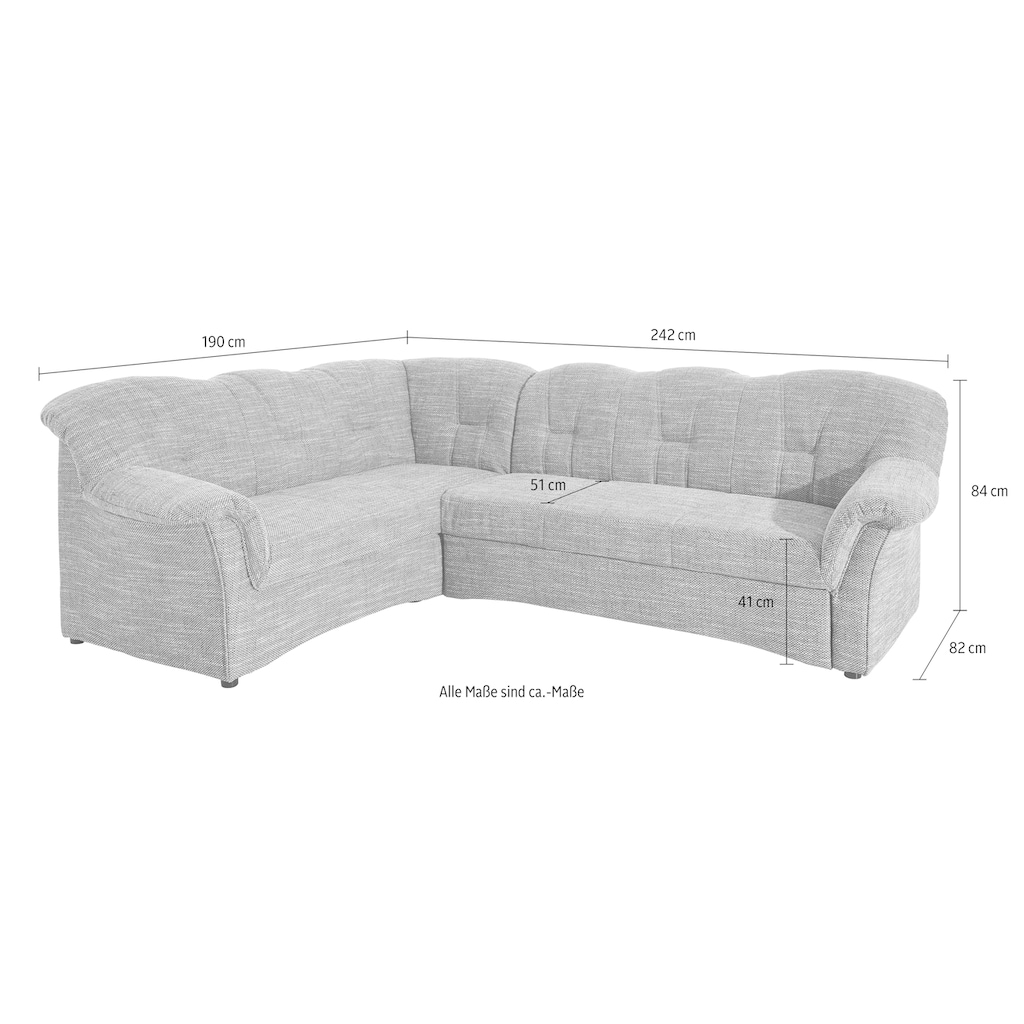 DOMO collection Ecksofa »Papenburg B/T/H: 242/190/84 cm L-Form«