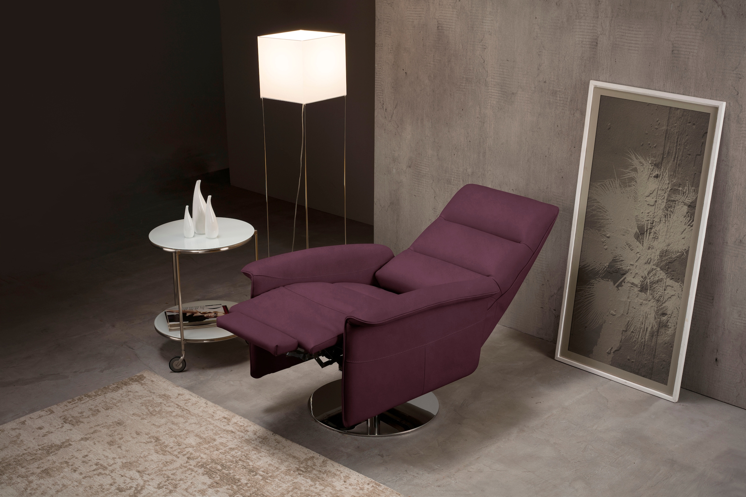 Egoitaliano Sessel »Kelly Designsessel«, drehbar, manuelle Relaxfunktion mit Push-Back-Mechanismus