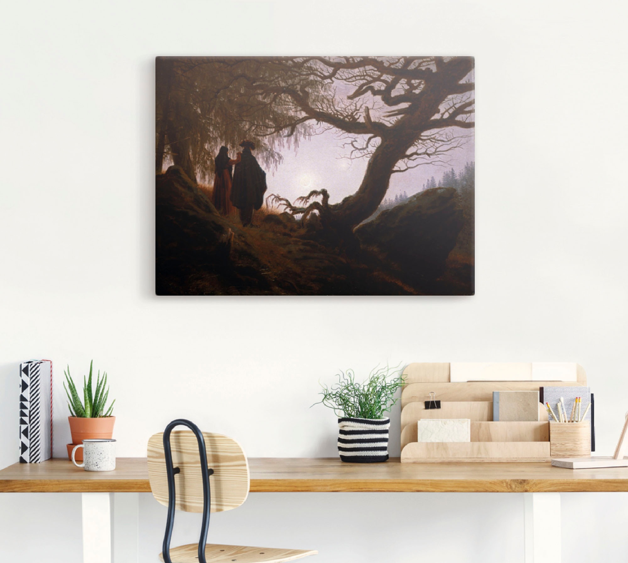 Artland Leinwandbild »Mann und Frau Mondbetrachtung, 1830/35« Paar 1 Stk. tlg. auf Keilrahmen gespannt