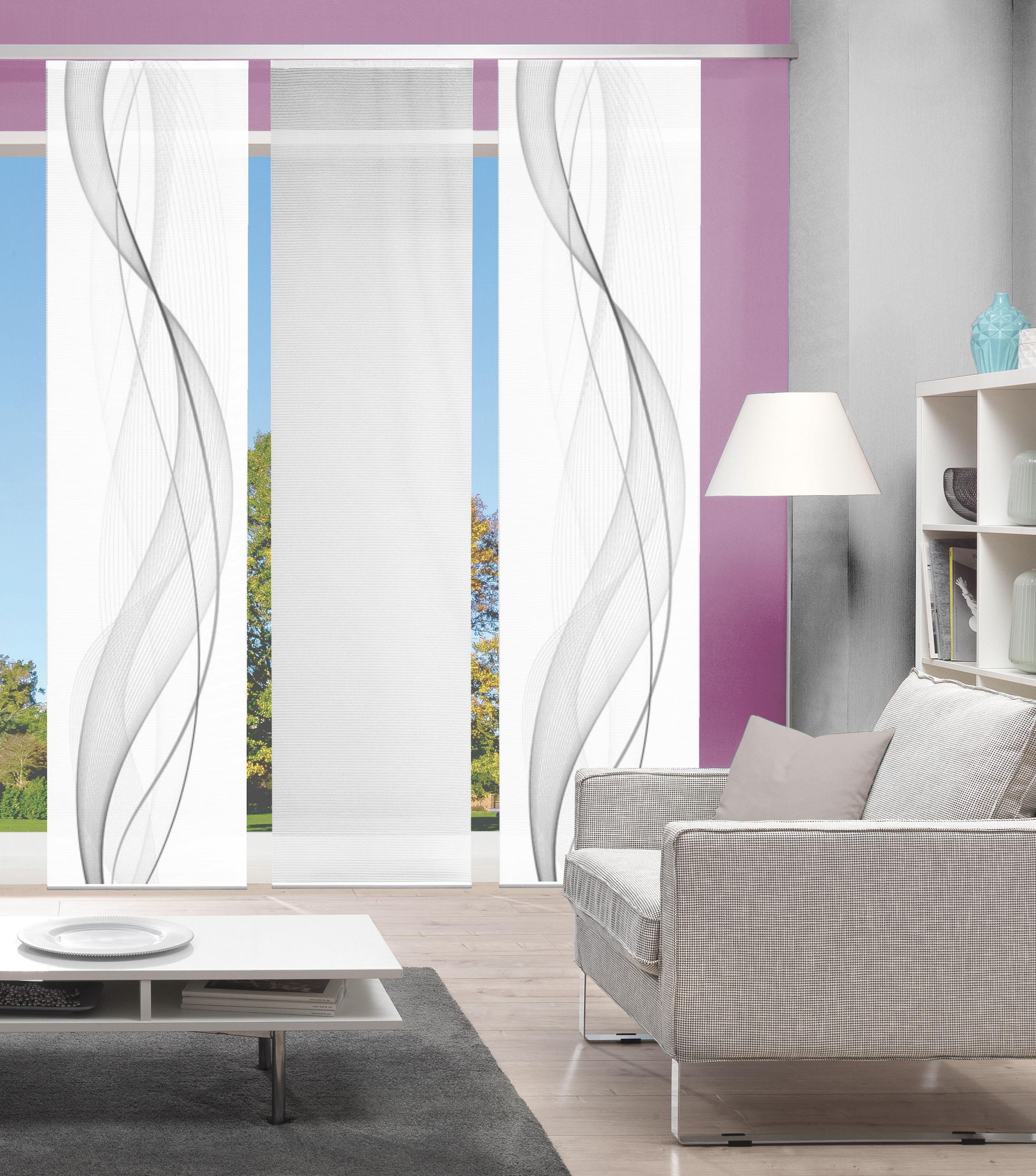 Image of Vision S Schiebegardine "3ER SET HEIGHTS" Paneelwagen 3 Stk. tlg. HxB: 260x60, Schiebevorhang 3er Set Digitaldruck