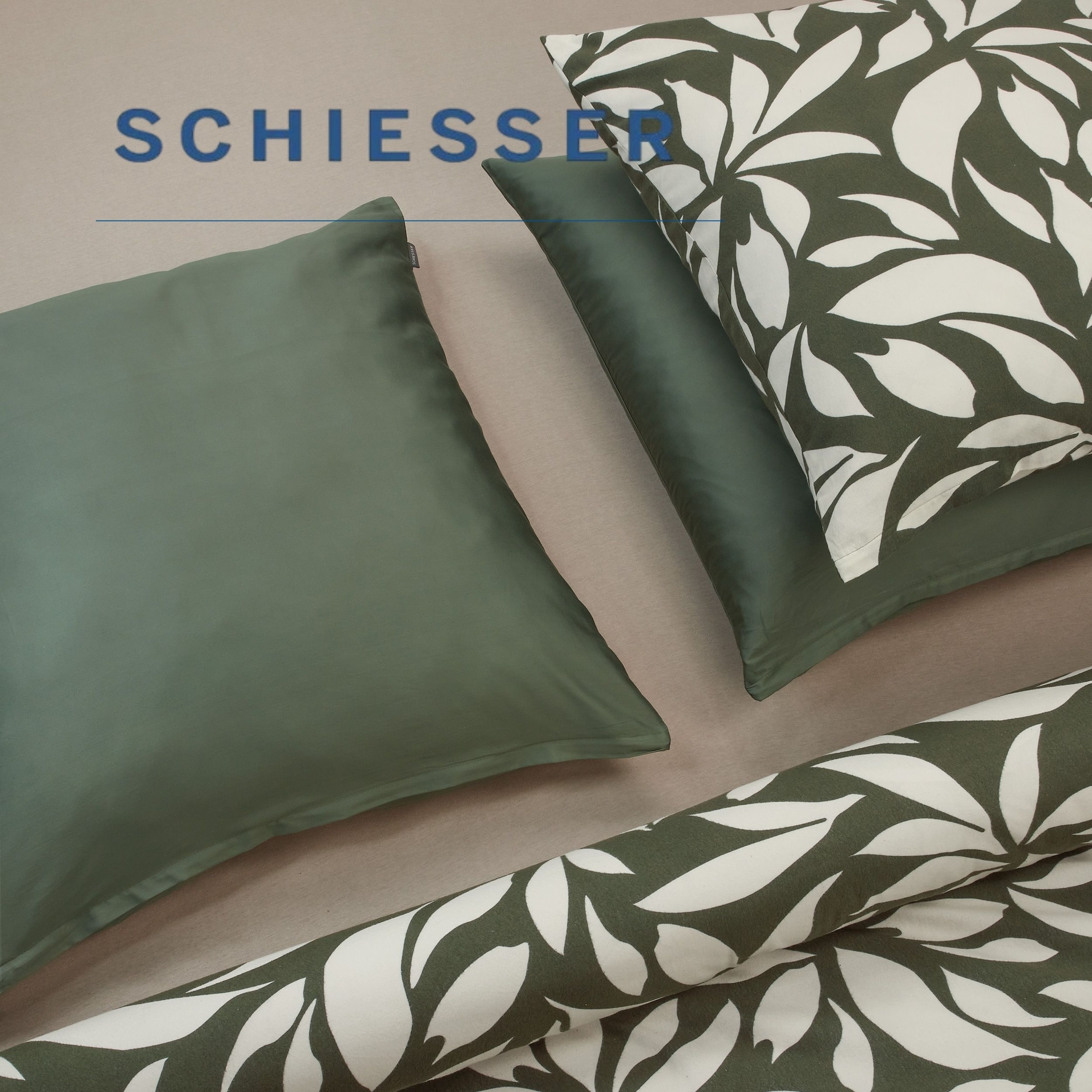 Schiesser Linge de lit »Leaf aus weichem Baumwoll-Feinbiber mit floralem Muster« 2 cuis Made in Green