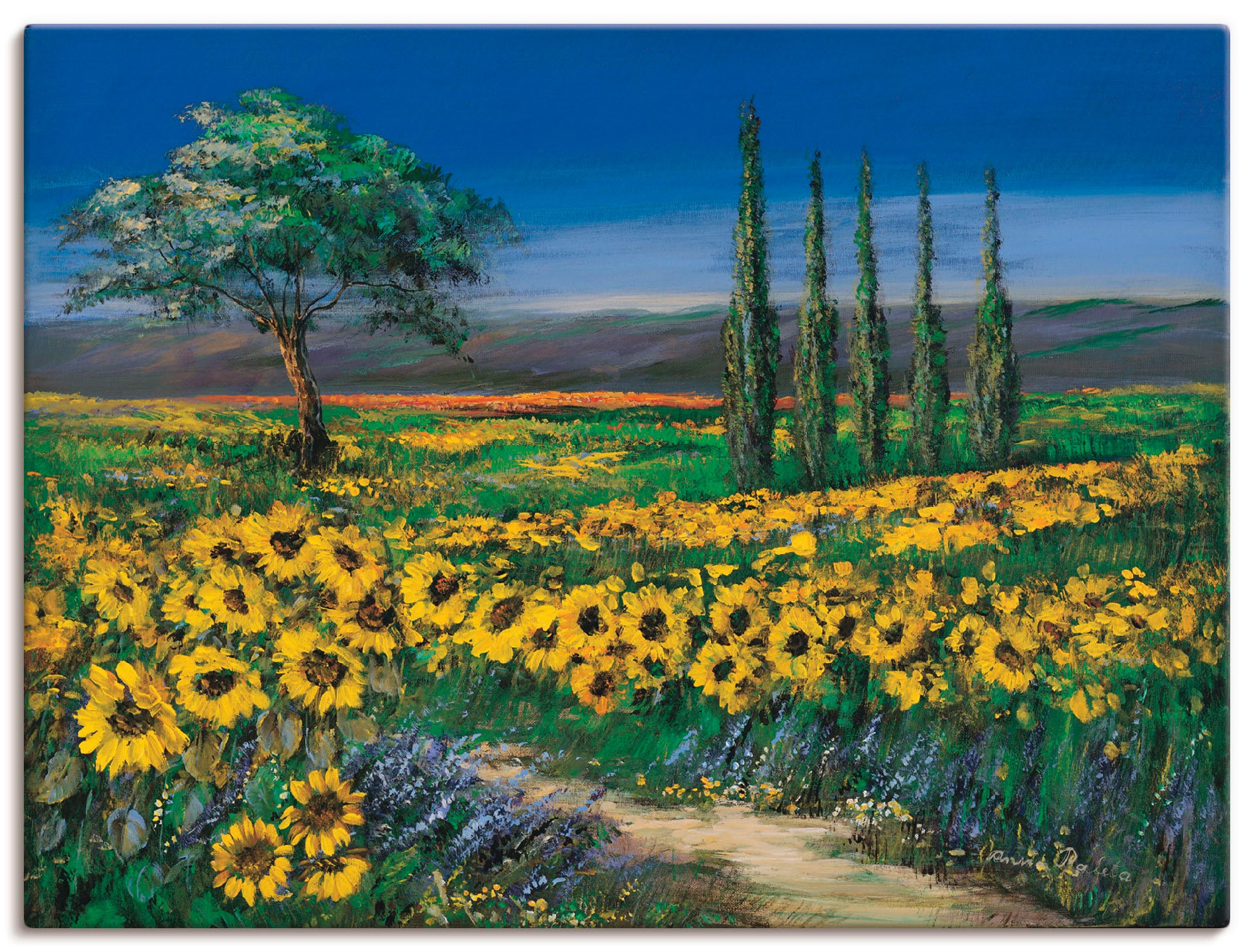 Image of Artland Leinwandbild "Sonnenblumenfeld" Blumen 1 Stk. tlg. auf Holzrahmen gespannt
