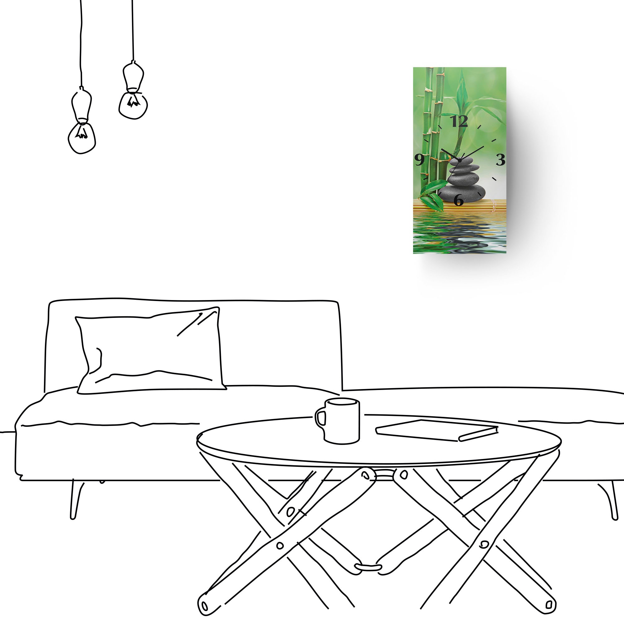 Artland Wanduhr »Spa Konzept Zen Basaltsteine« wahlweise mit Quarz- oder Funkuhrwerk, lautlos ohne Tickgeräusche