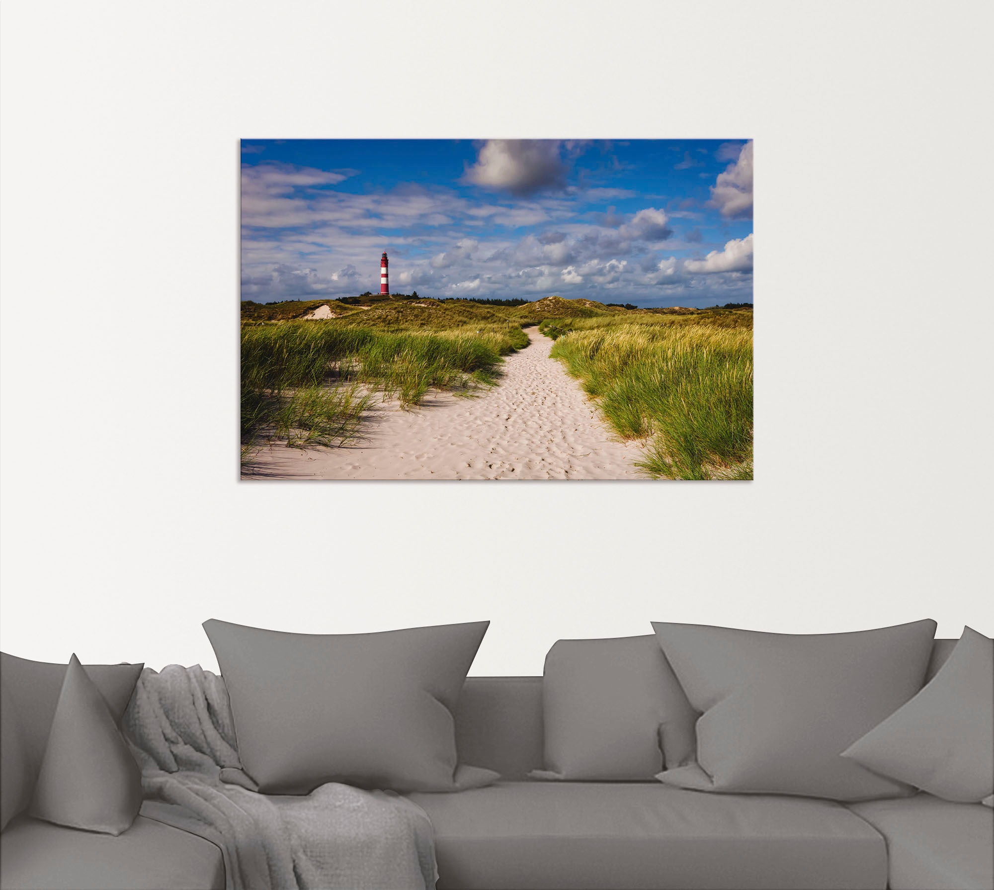 Artland Wandbild »Strandweg zum Leuchtturm - Insel Amrum«, Küste, (1 St.), als Alubild, Outdoorbild, Leinwandbild, Poster in verschied. Grössen
