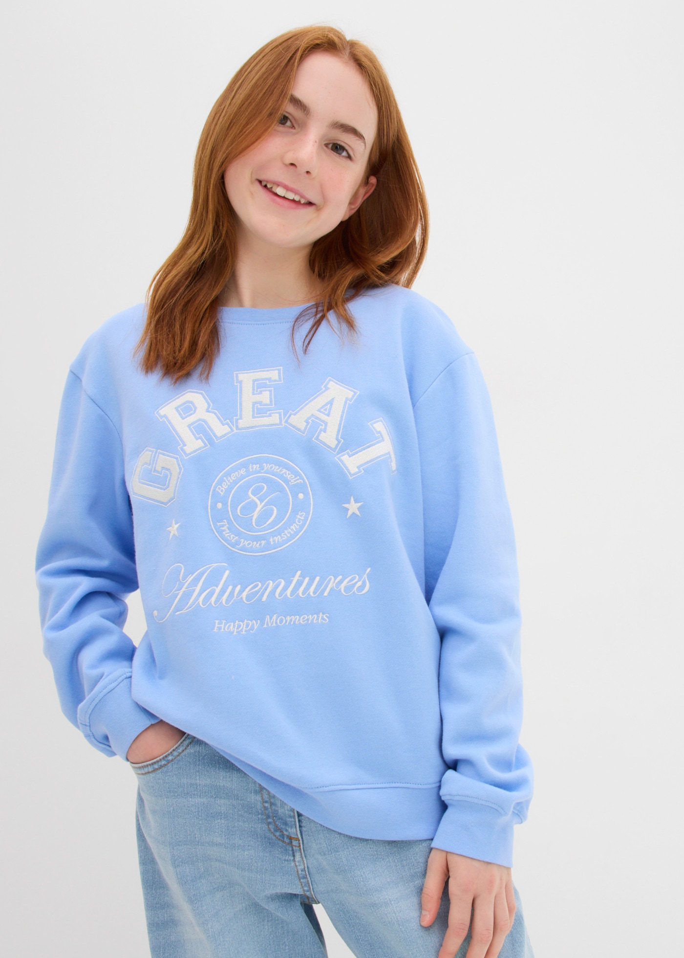 Image of bonprix Sweatshirt, mit Statement-Druck, aus Baumwolle, Regular Fit