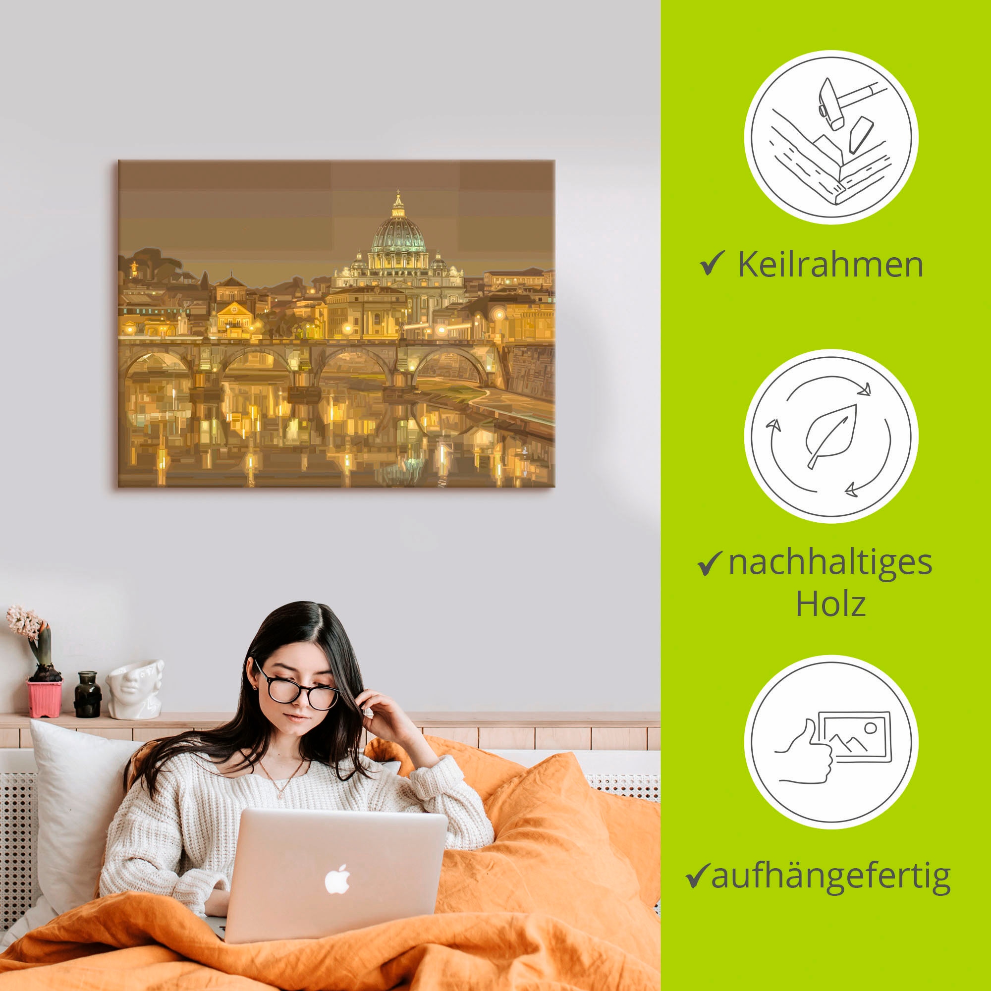 Artland Leinwandbild »Rom Petersdom« Italien 1 Stk. tlg. auf Keilrahmen gespannt