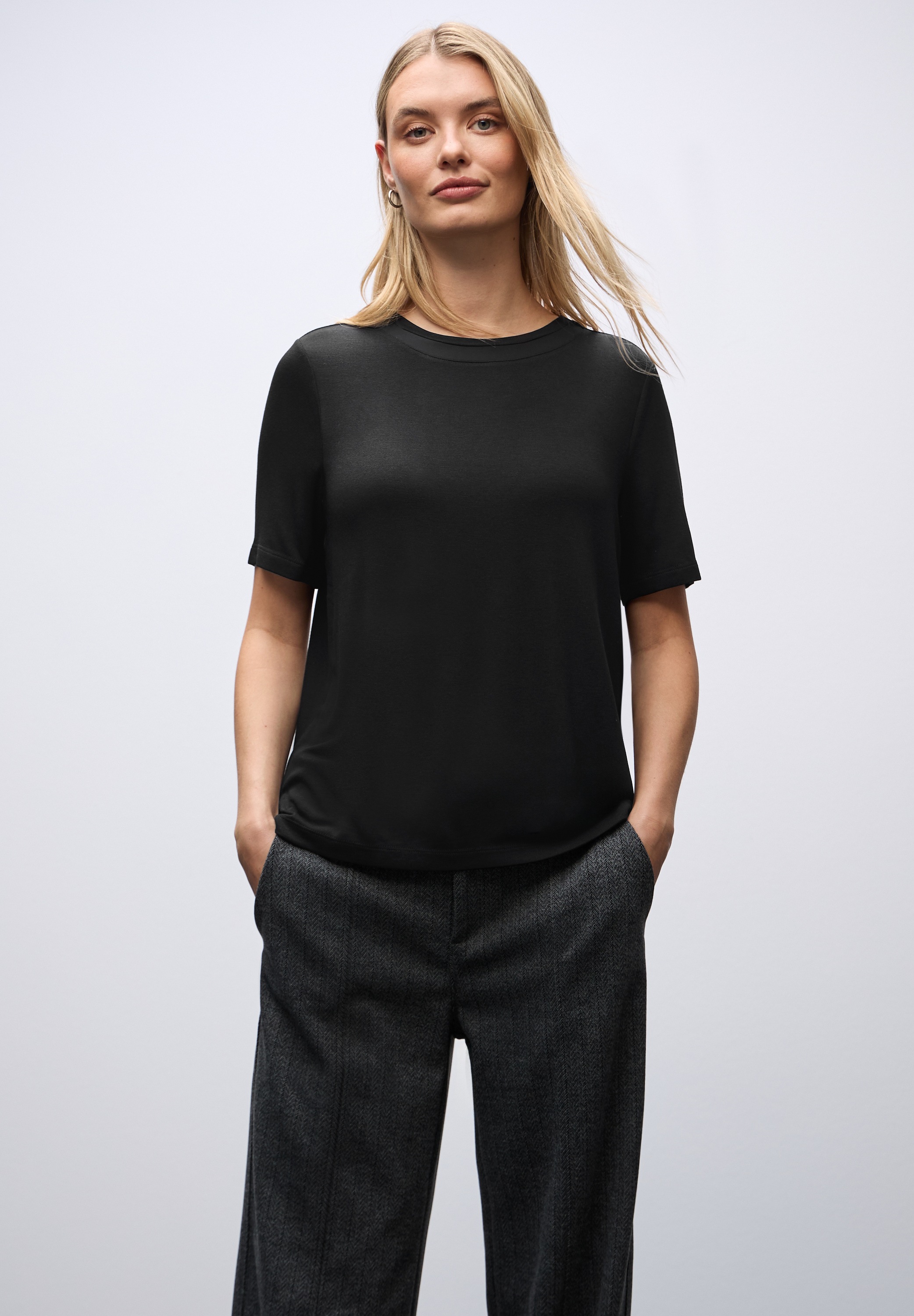 Image of STREET ONE Kurzarmshirt mit Chiffon-Detail