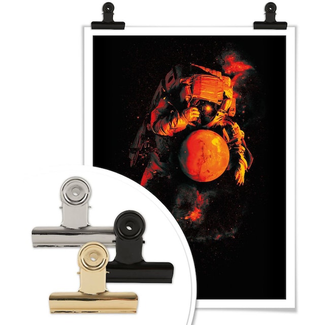 Wall-Art Poster »Astronaut Schwarz Mars Weltall«, Astronaut, (1 St.), Poster,  Wandbild, Bild, Wandposter kaufen