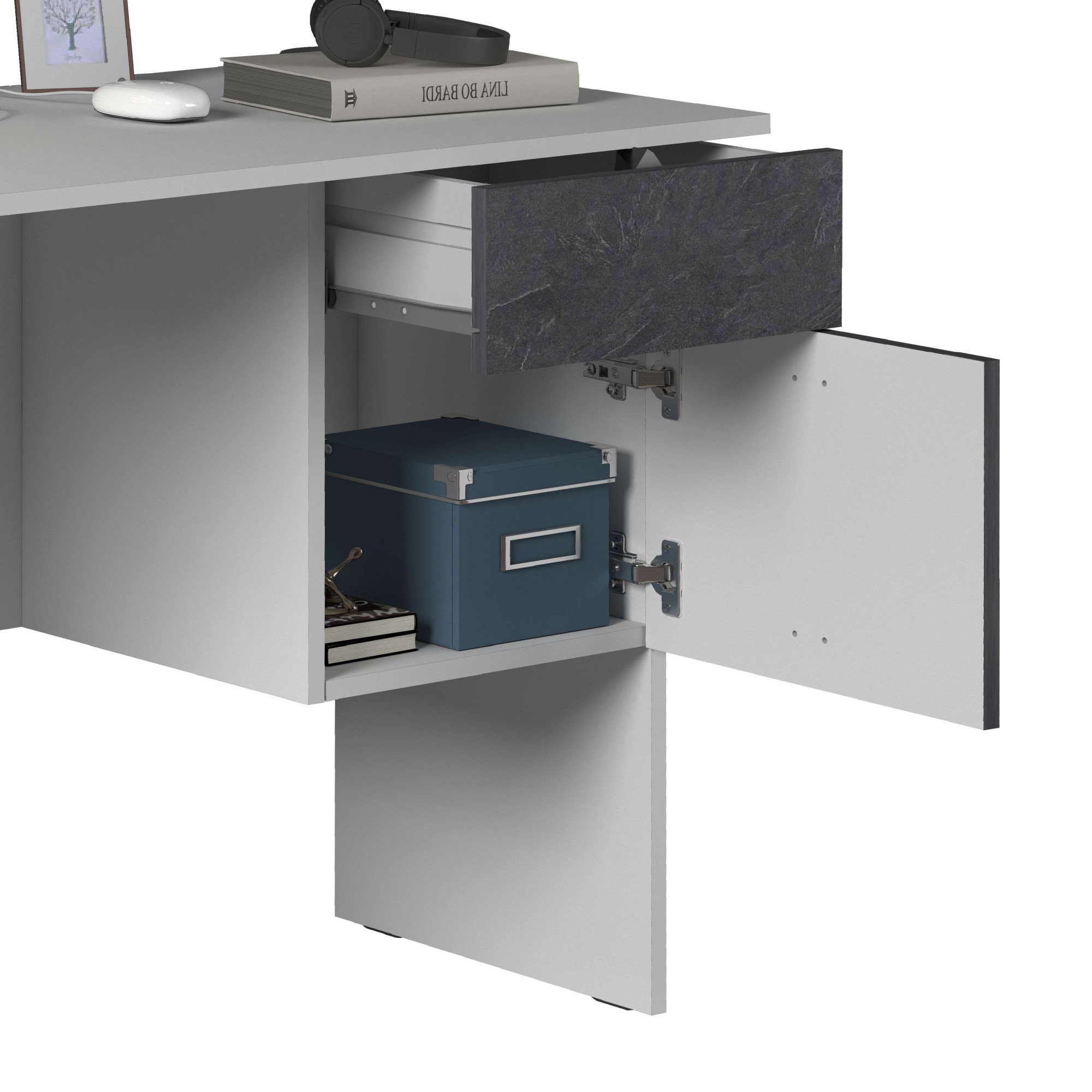 Home affaire Schreibtisch »Coro, kleiner Computertisch, Bürotisch« mit 1 Tür & 1 Schublade, Breite 110 cm, Made in Italy