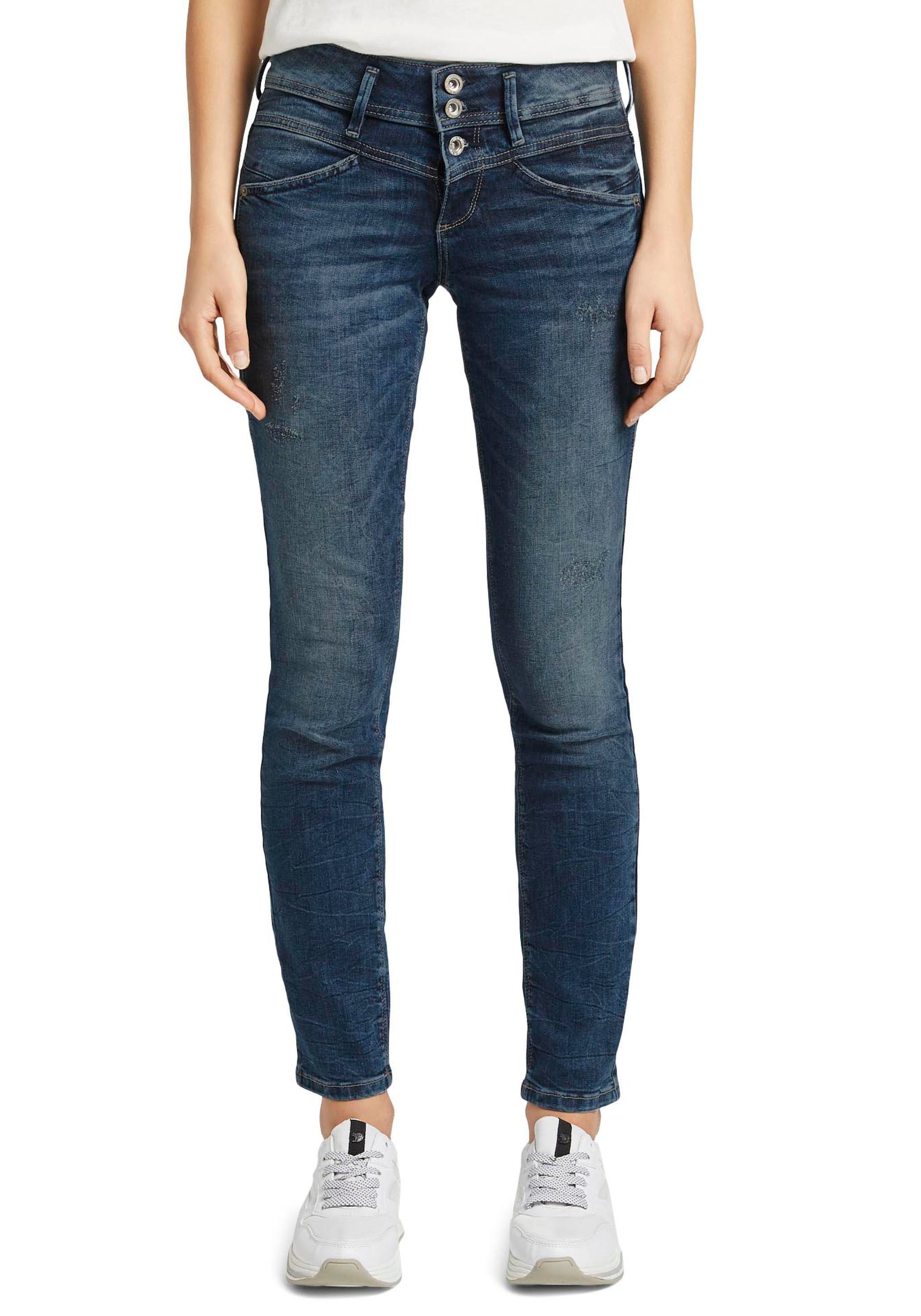 Slim-fit-Jeans »Alexa Slim«, mit Knopfleiste und dekorativ gesteppter Passe