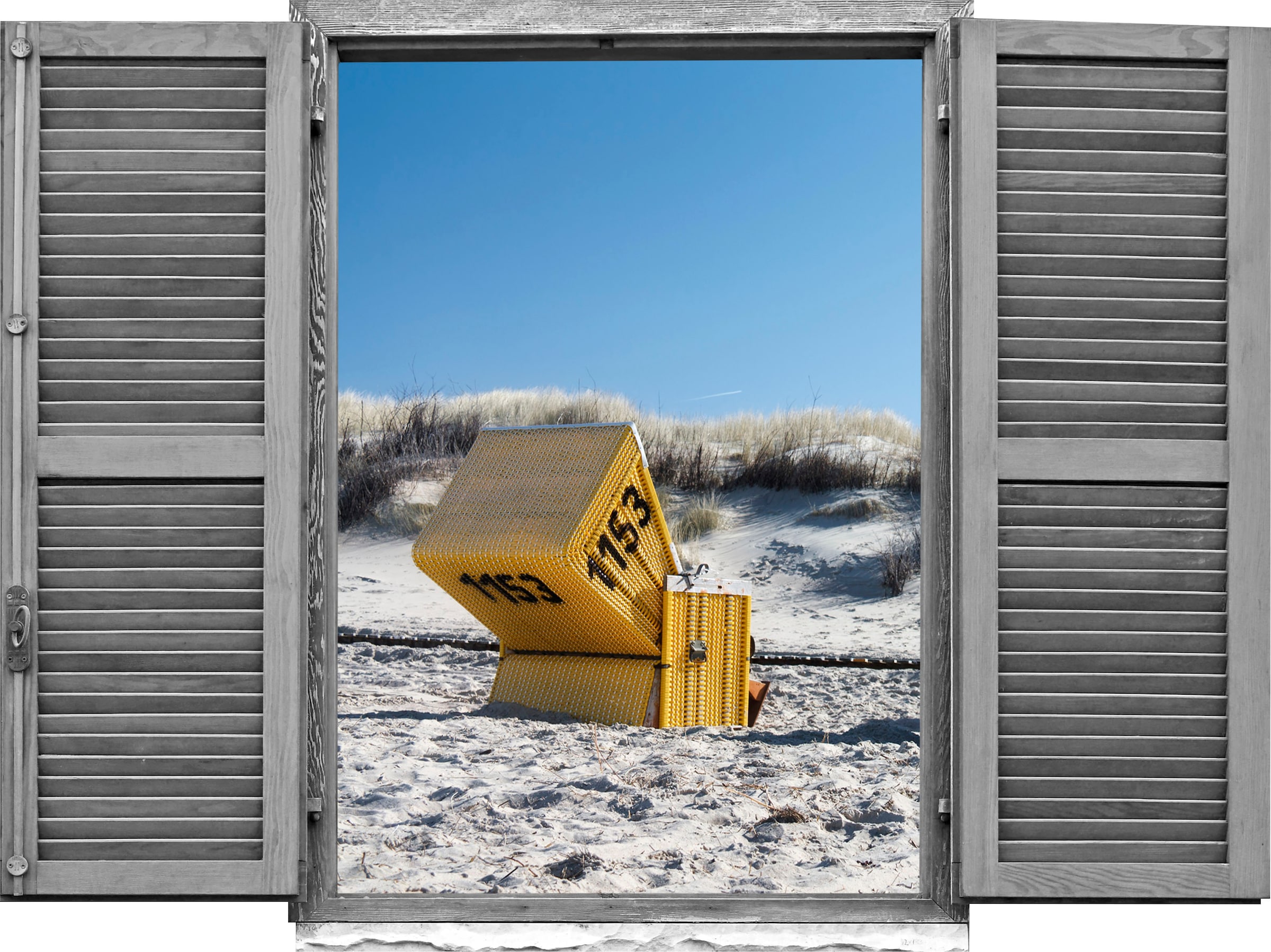 Image of queence Wandtattoo "Strandkorb" Wandsticker, Wandbild, selbstklebend, 3D, Fenster