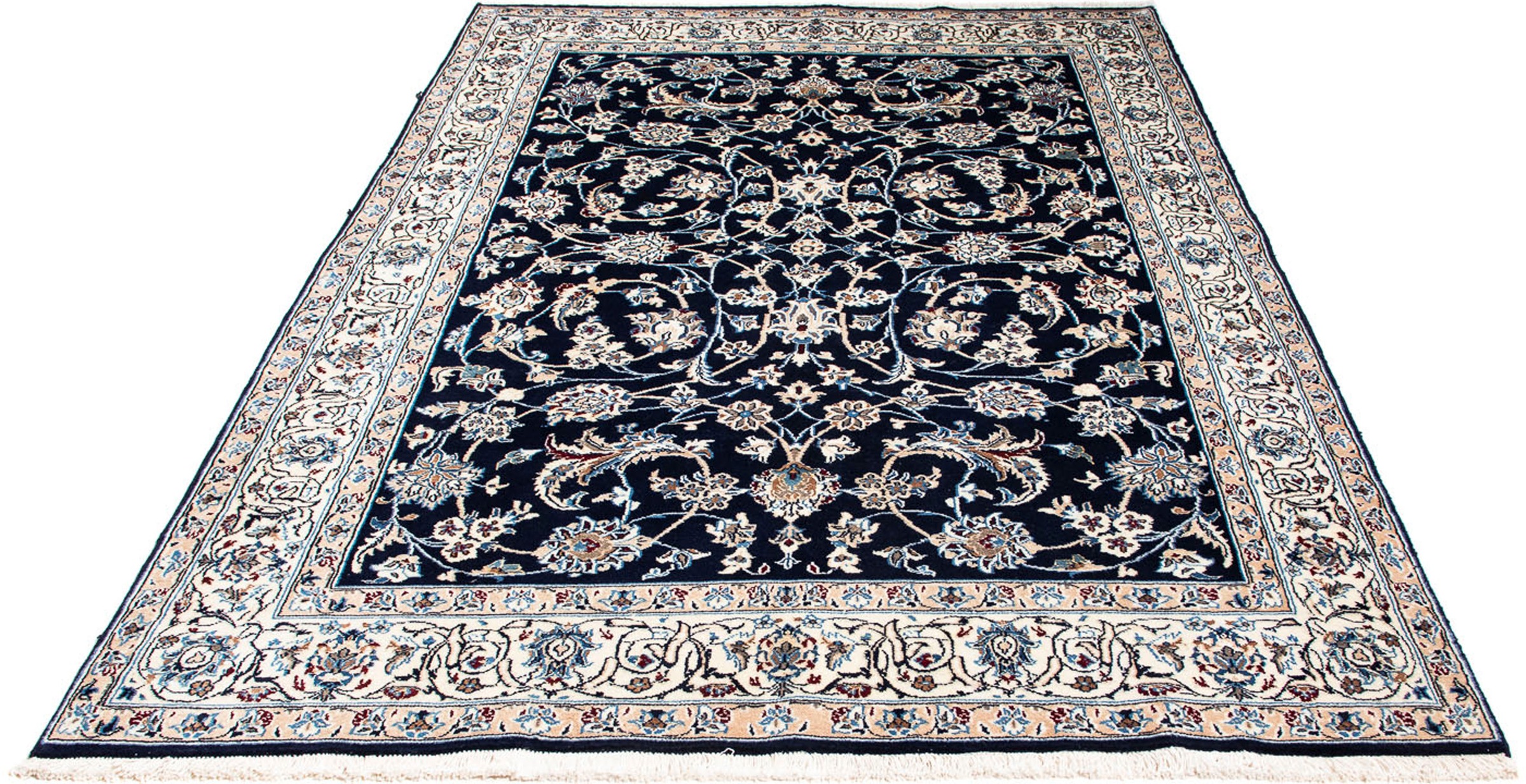 Image of morgenland Orientteppich »Perser - Nain - Royal - 228 x 155 cm - dunkelblau«, rechteckig, 10 mm Höhe, Wohnzimmer, Handgeknüpft, Einzelstück mit Zertifikat bei Ackermann Versand Schweiz