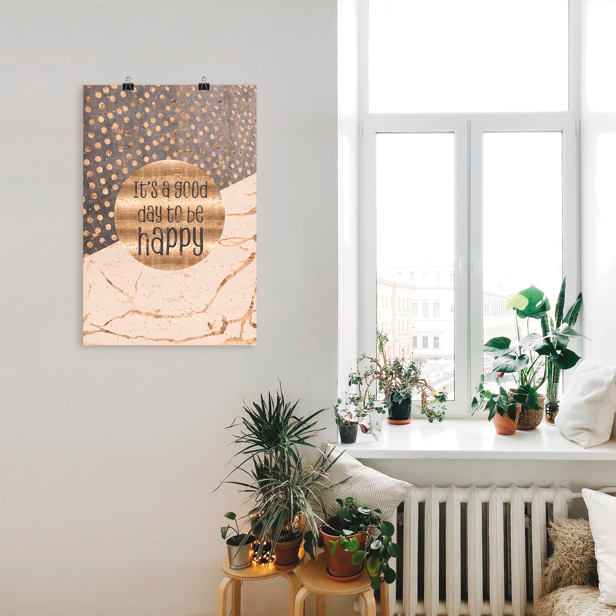 Artland Fresque murale »Ein guter Tag um glücklich zu sein« 1 cuis tlg. als Alubild, Outdoorbild, Leinwandbild, Poster, Wandaufkleber