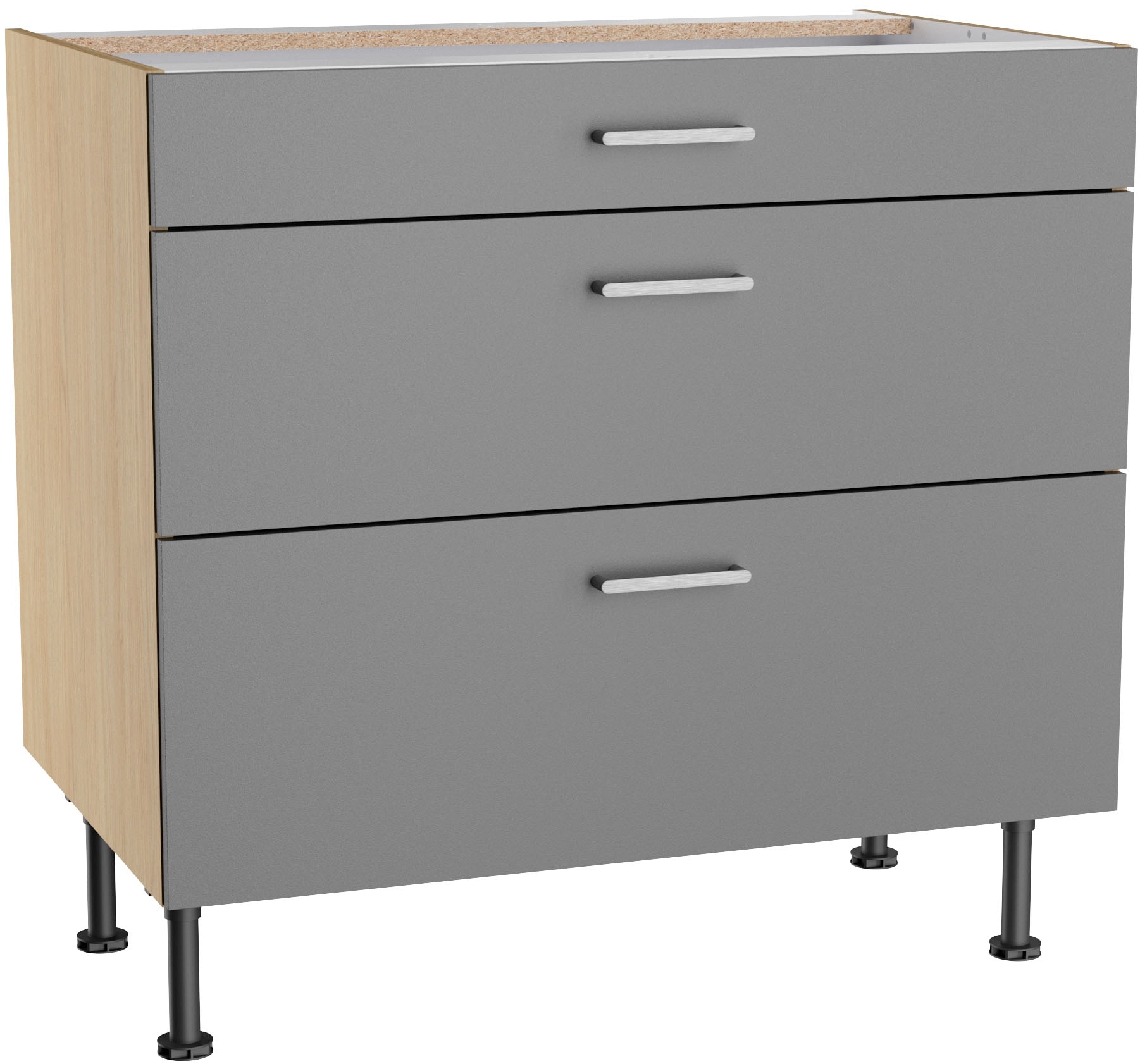 Image of KOCHSTATION Unterschrank "KS-Lucy" Breite 90 cm, 1 Schubkasten, 2 Auszügen, Soft-Close, verstellbare Füsse