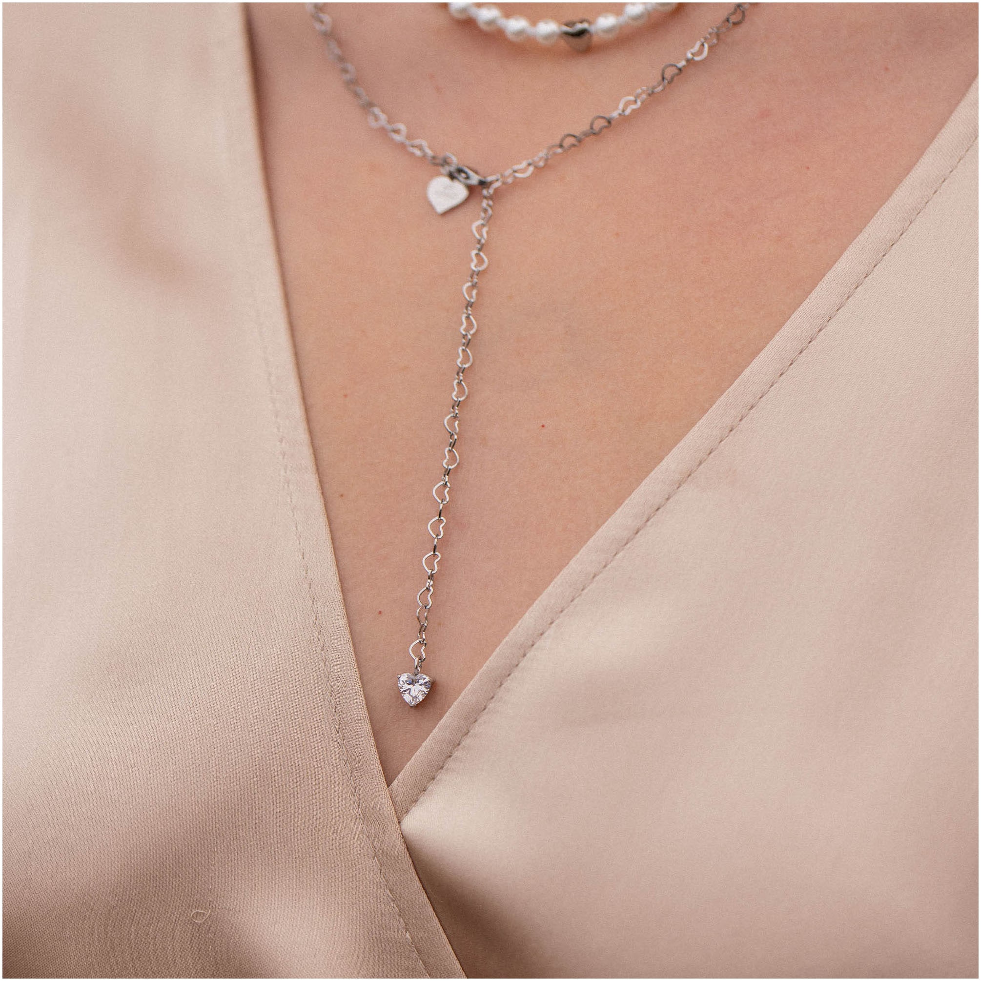 Purelei Y-Kette »Schmuck Geschenk Endless Love Herz Glitzer, 23031«, mit Zirkonia (synth.)