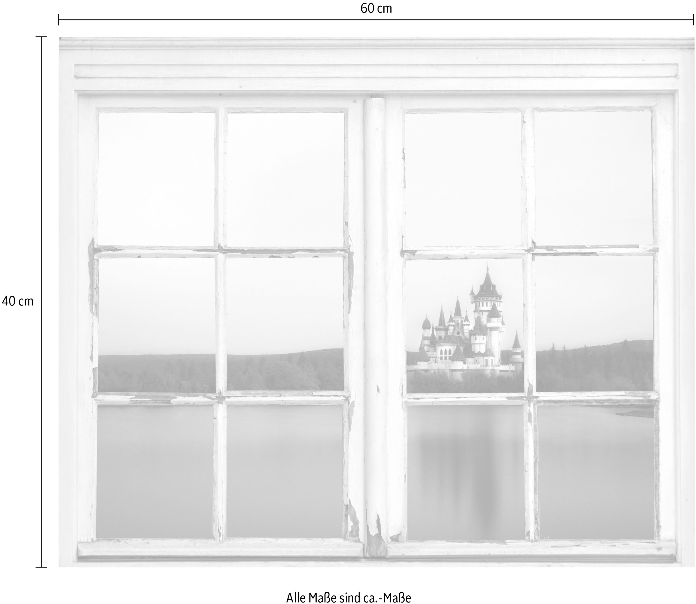 queence Autocollants muraux »Schloss am Meer« Wandsticker, Wandbild, selbstklebend, Schloss, Meer, Wasser