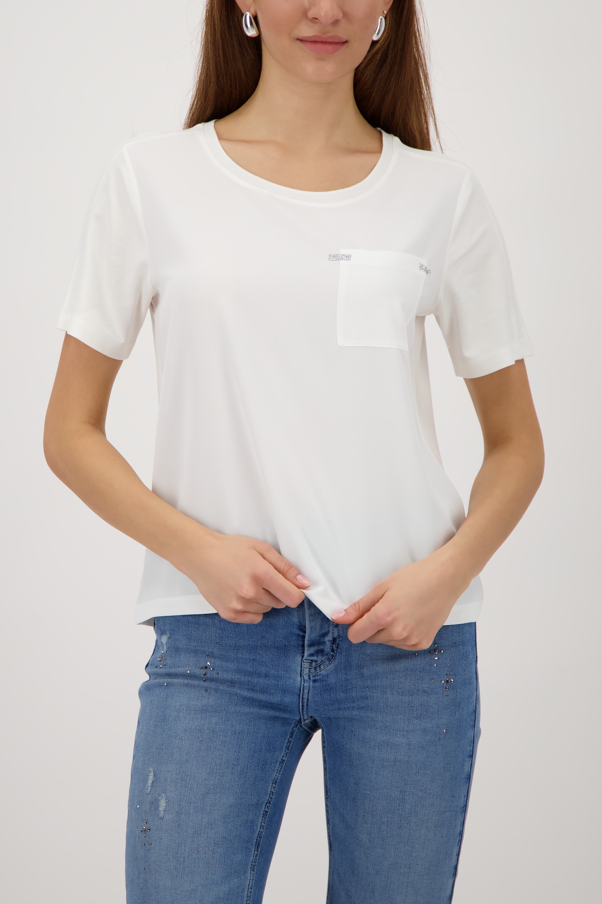 Image of Monari Schlupfbluse "Schluse Basic" Regular fit mit Strasssteinen