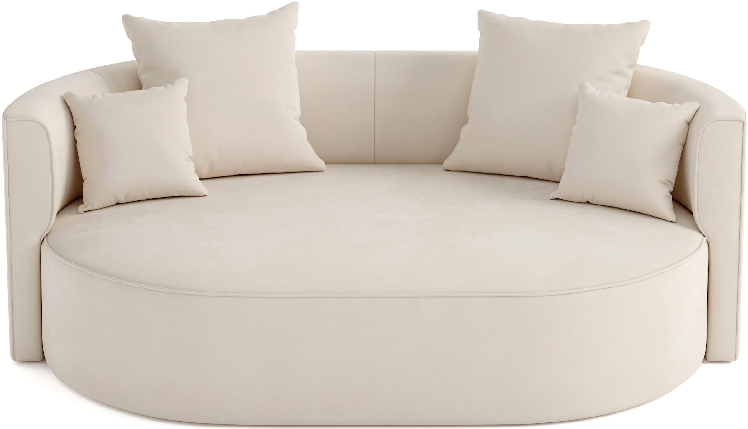 LeGer Home by Lena Gercke 2,5-Sitzer »ISALIE, rundes Loungesofa, mit Kissen, perfekt gepolstert«, moderne Stoffe, mit 4 Zierkissen, extra grosse Sitzfläche