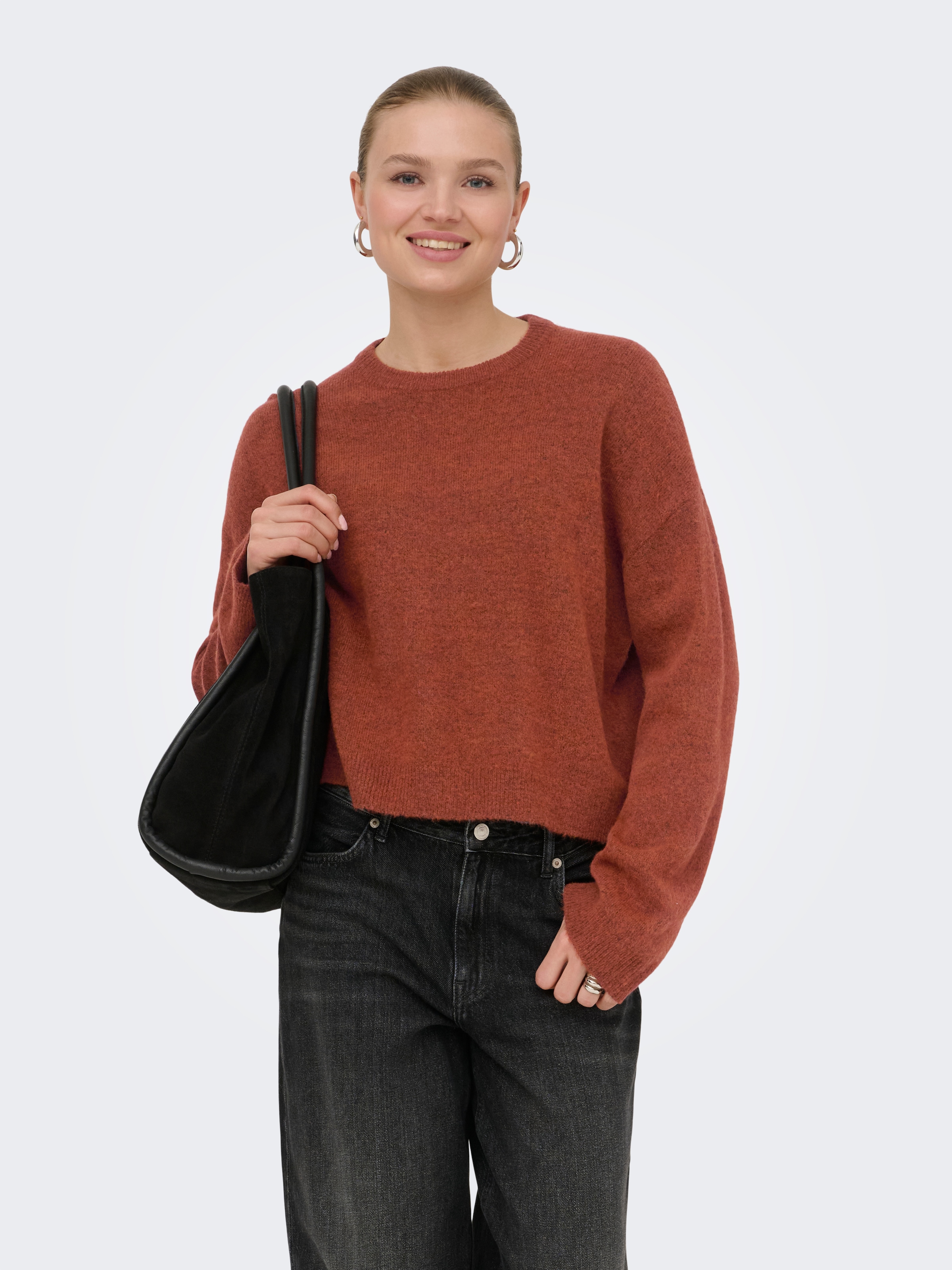 ONLY Pull à col rond »ONLSIMONI L/S O-NECK PULLOVER KNT NOOS« mélange de matériaux, coupe régulière