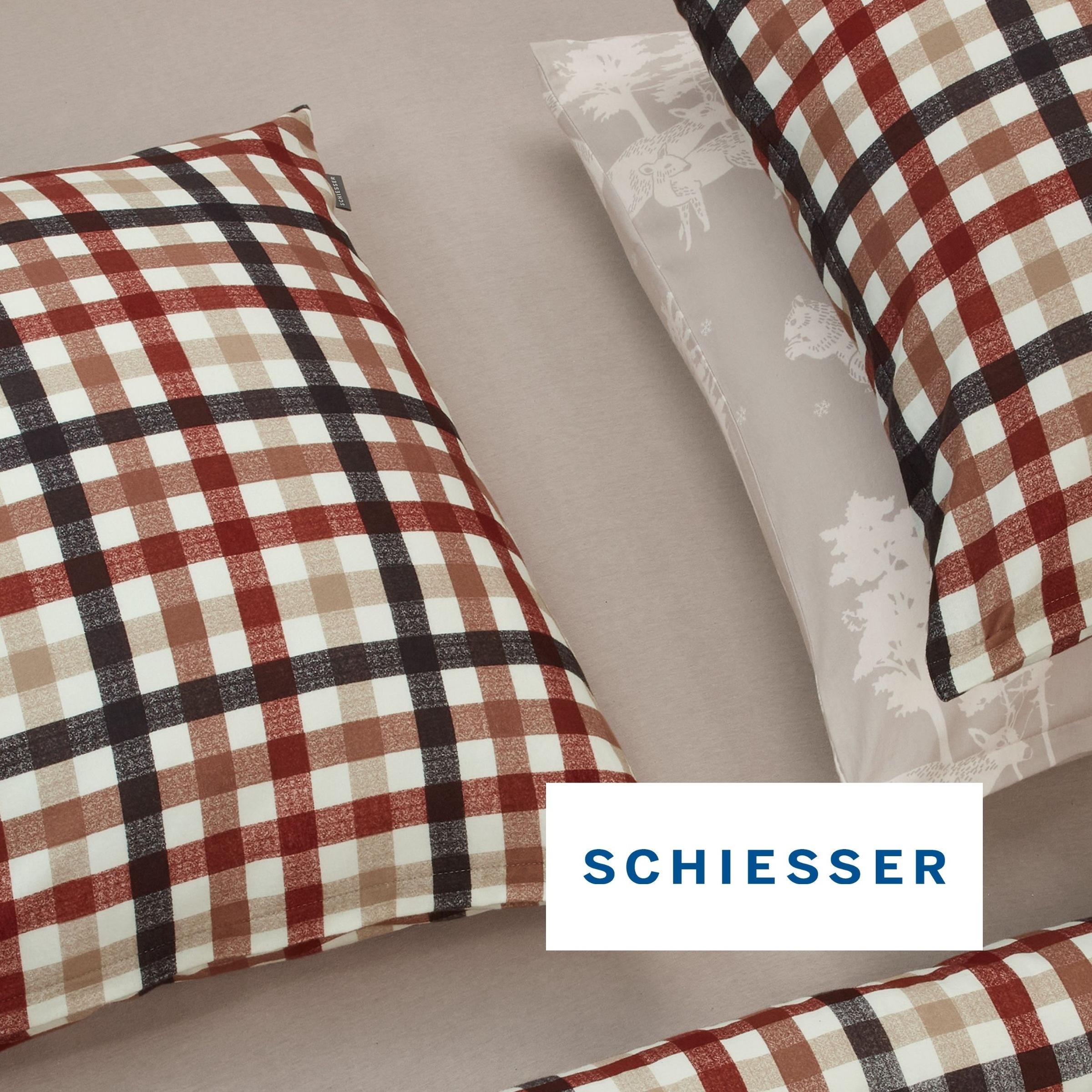 Schiesser Linge de lit »James aus weichem Baumwoll-Feinbiber mit traditionellen Karos« 2 cuis Made in Green