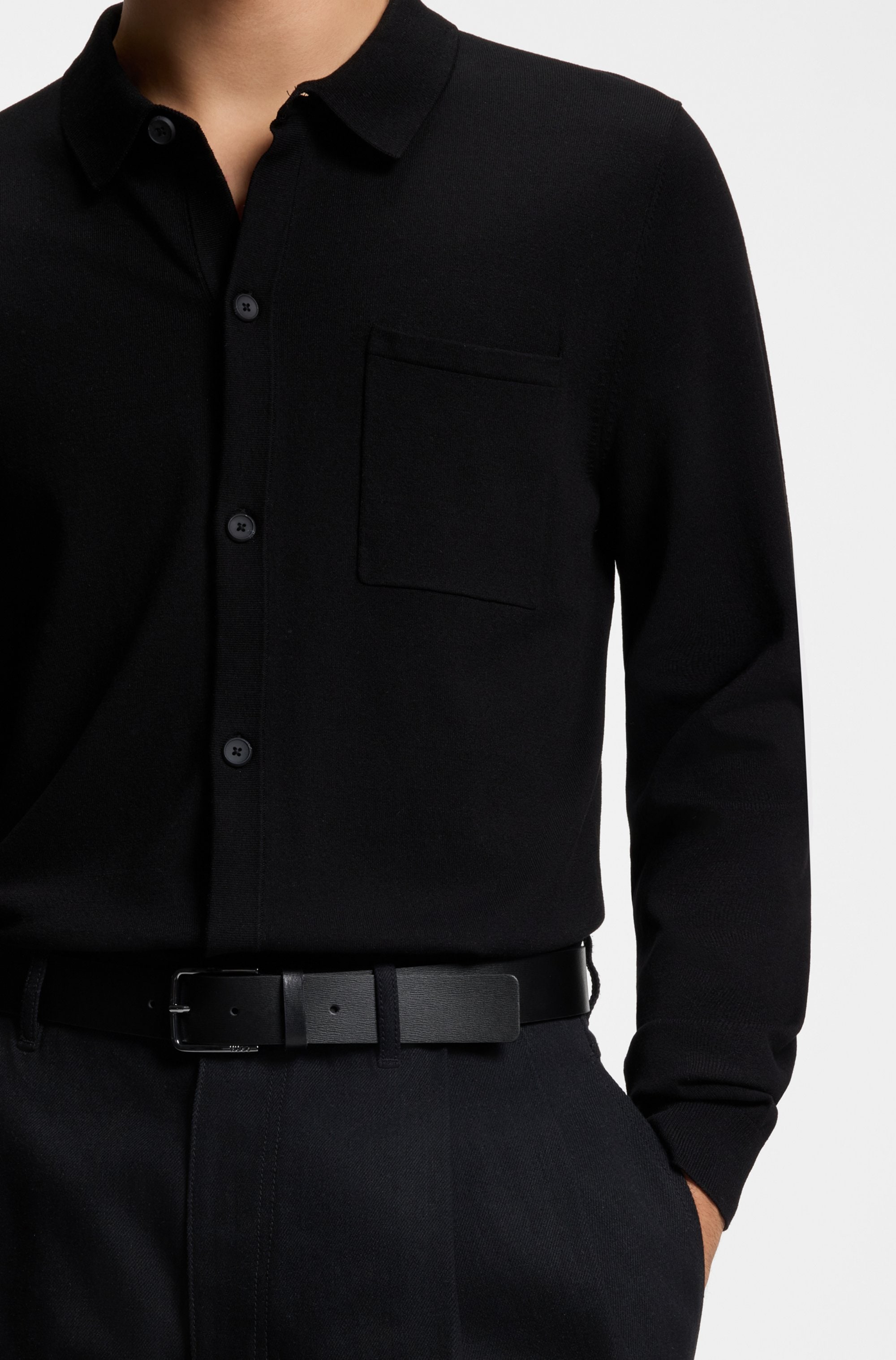 HUGO Ceinture en cuir »Gerik_Sz35« mit Logoprägung und kontrastfarbende Detailnaht