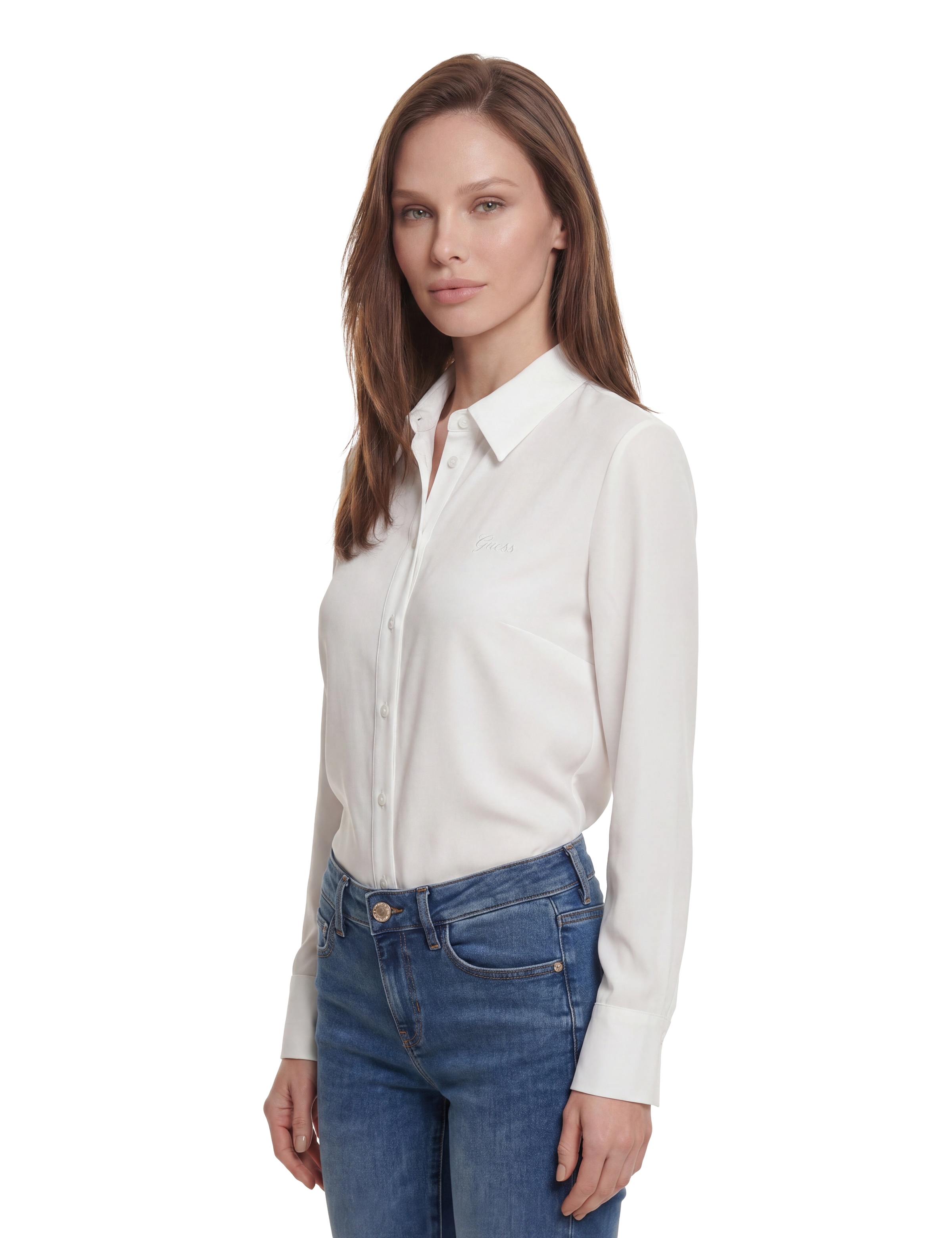 Guess Hemdbluse »NEW CATE SHIRT« mit Logostickerei, Slim Fit