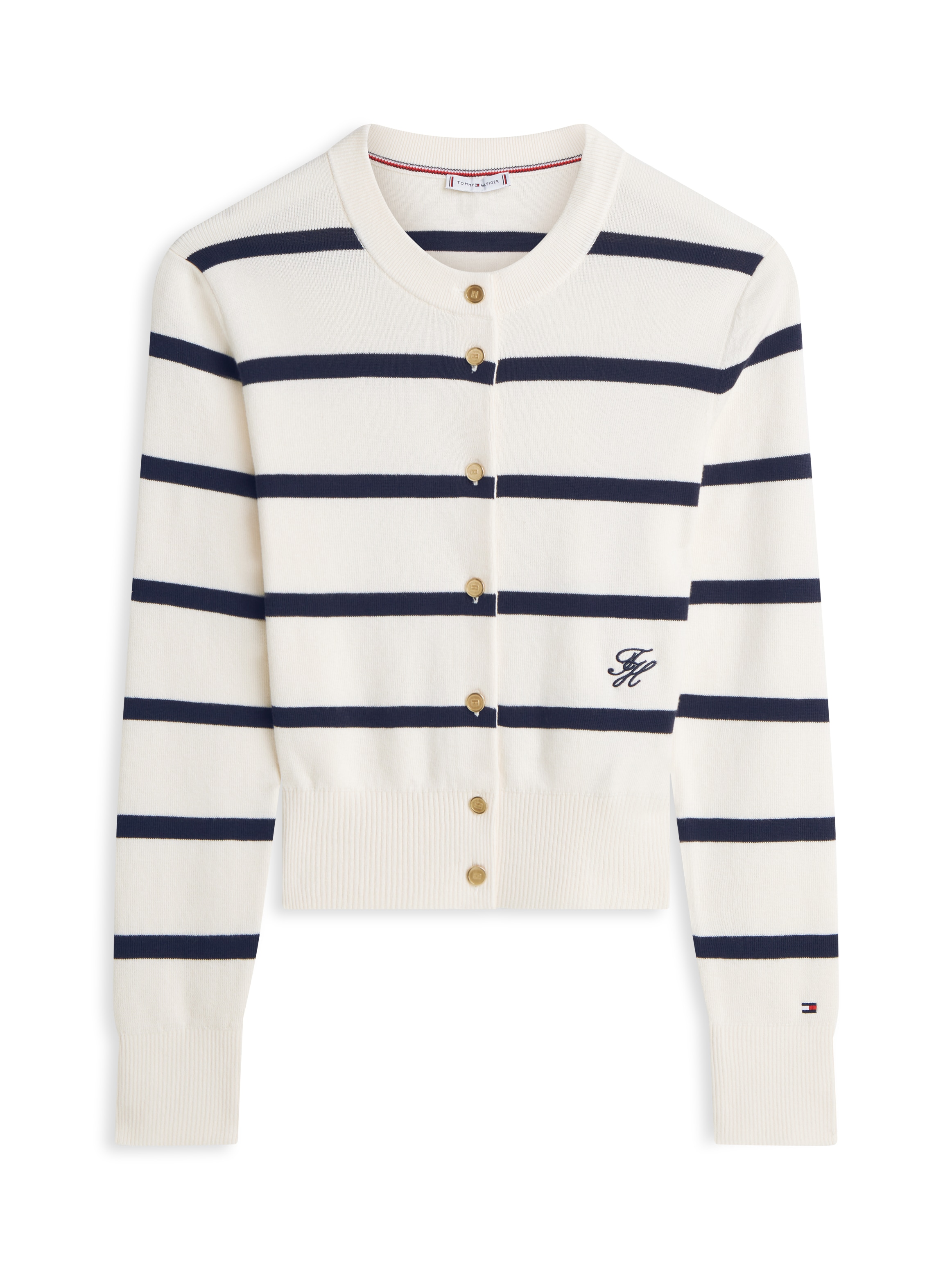 Tommy Hilfiger Veste en tricot »CO FULL NEEDLE C-NK CARDI« mit Logo-Stickerei