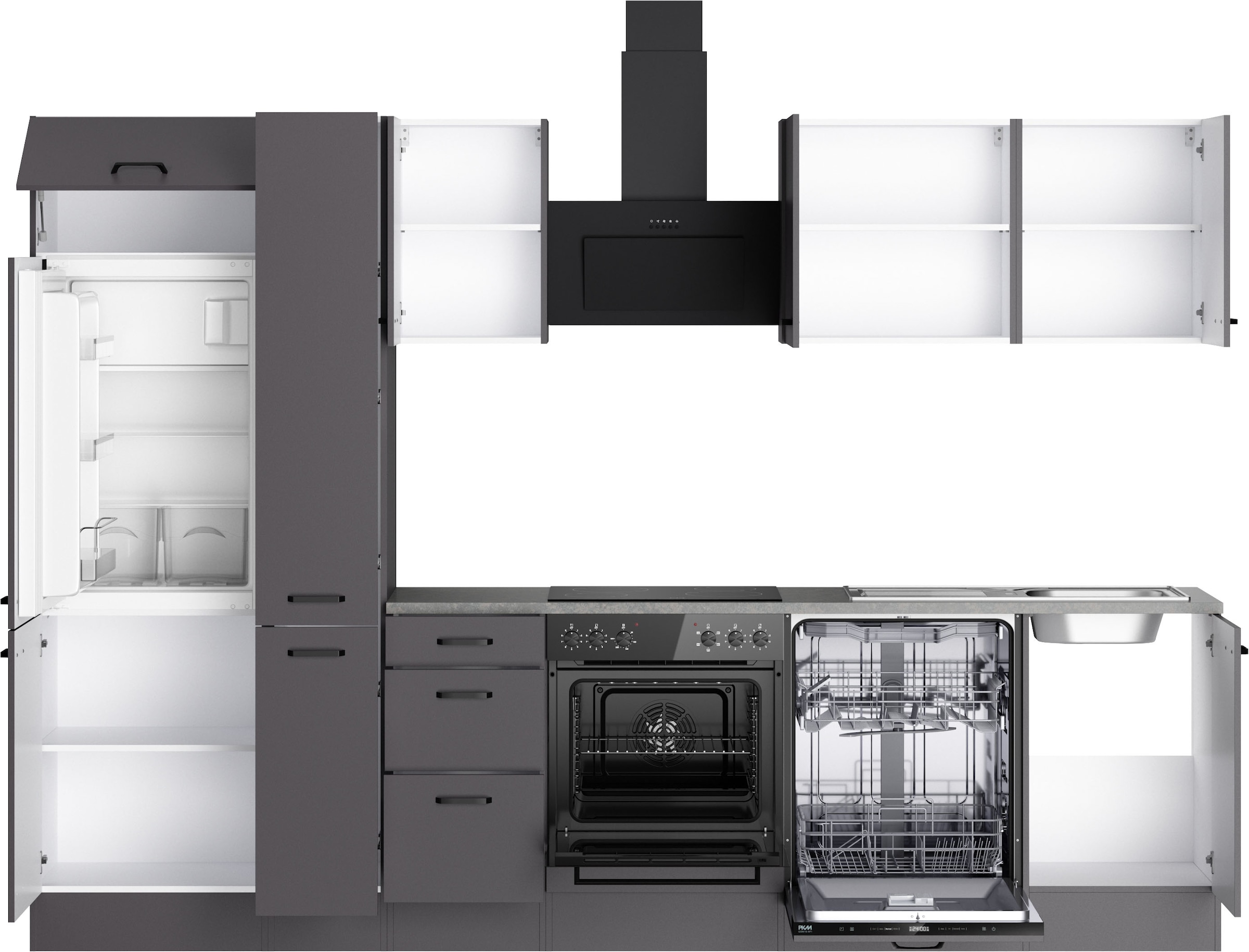 OPTIFIT Kitchenette »OPTImulti« Breite 300 cm, wahlweise mit E-Geräten und Edelstahlspüle