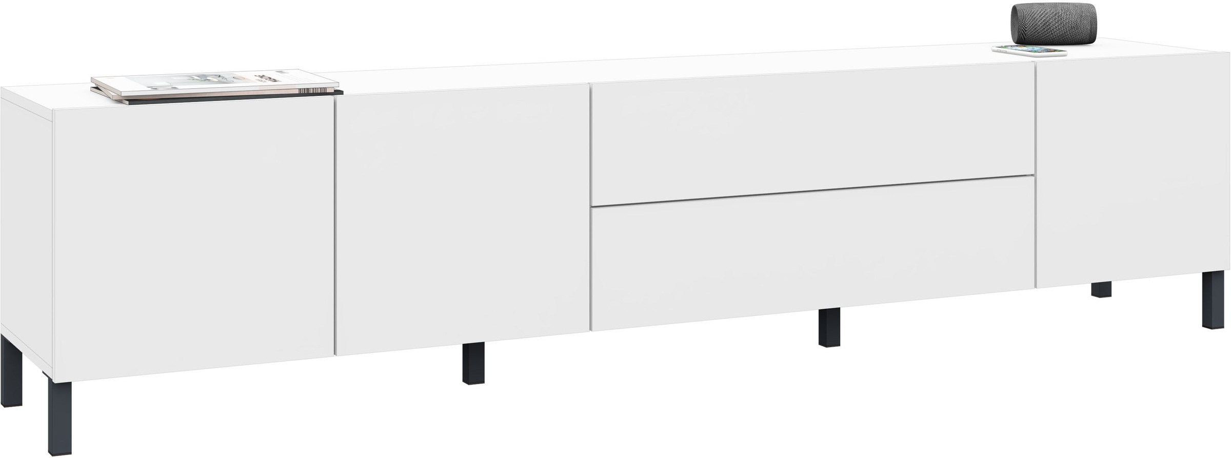 borchardt Möbel Lowboard "Sophia, Tv-Schrank Breite 190 cm" 3 Türen und 2 Schubkästen, Metallfüße