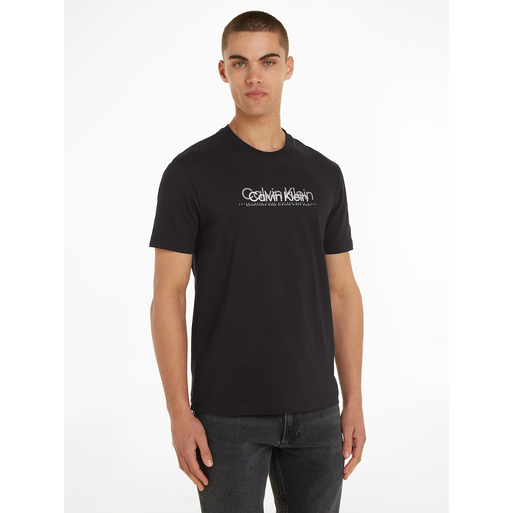 Calvin Klein T-Shirt »DOUBLE FLOCK LOGO T-SHIRT«, mit Markenlabel