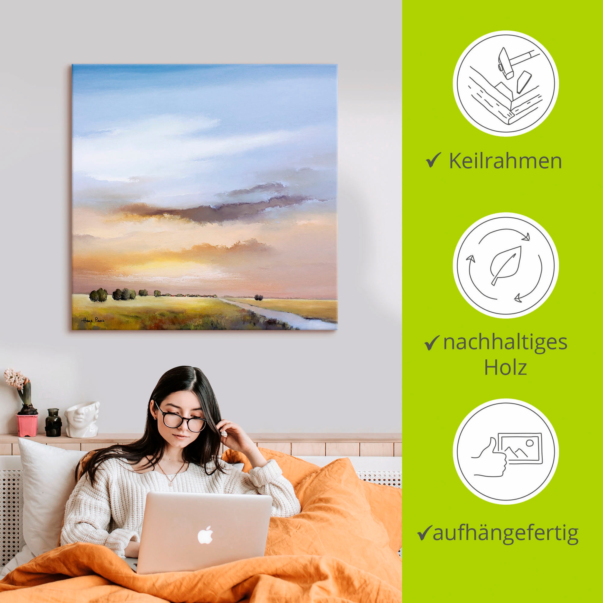 Artland Leinwandbild »Landschaft III« Himmel 1 Stk. tlg. auf Holzrahmen gespannt