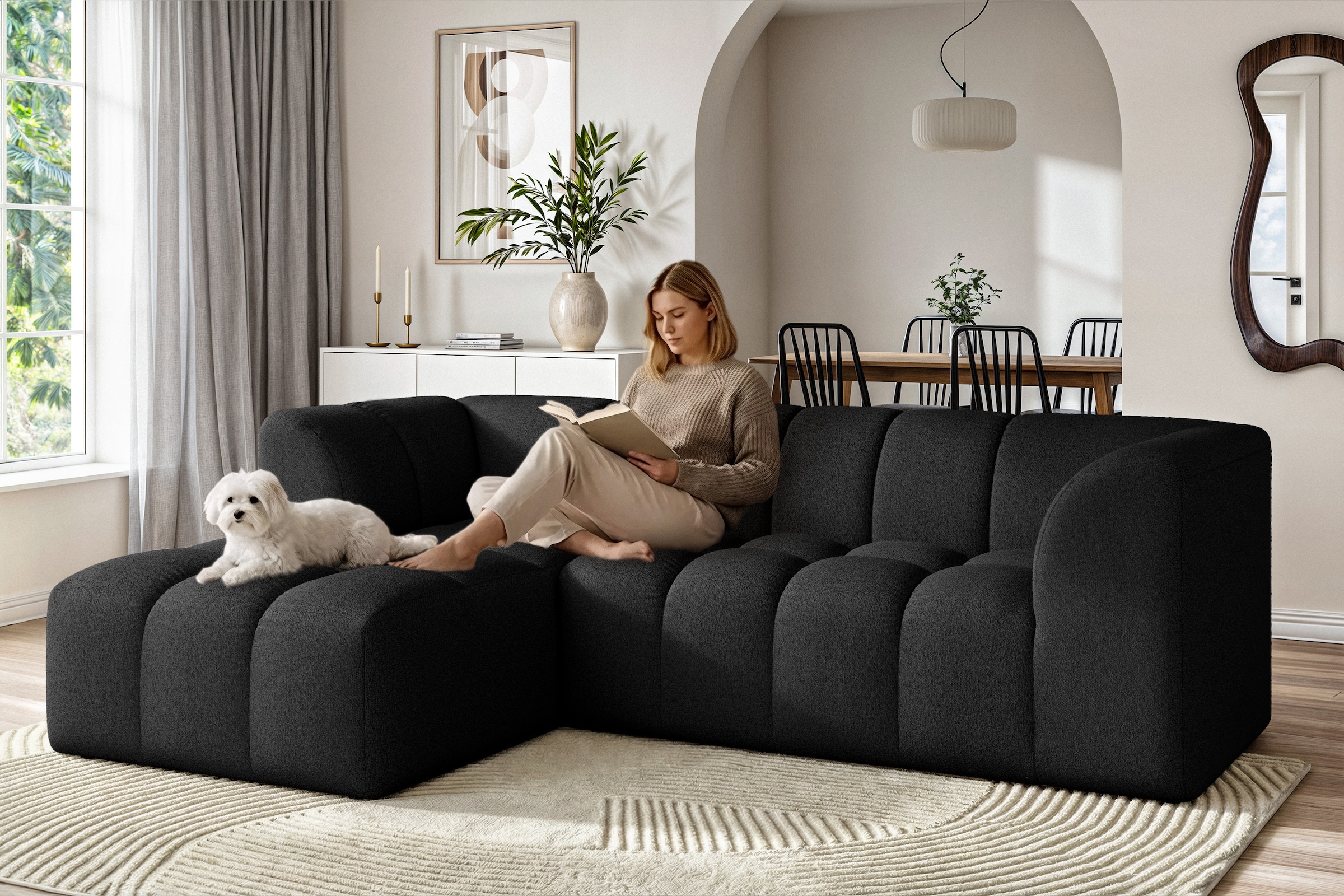 Image of GOODproduct Ecksofa "TUURE L-Form, Verlässliche Qualität, moderne Steppung, Breite 255cm" Bubble Optik, moderne Steppung, hoher Sitzkomfort, Wellenunterfederung