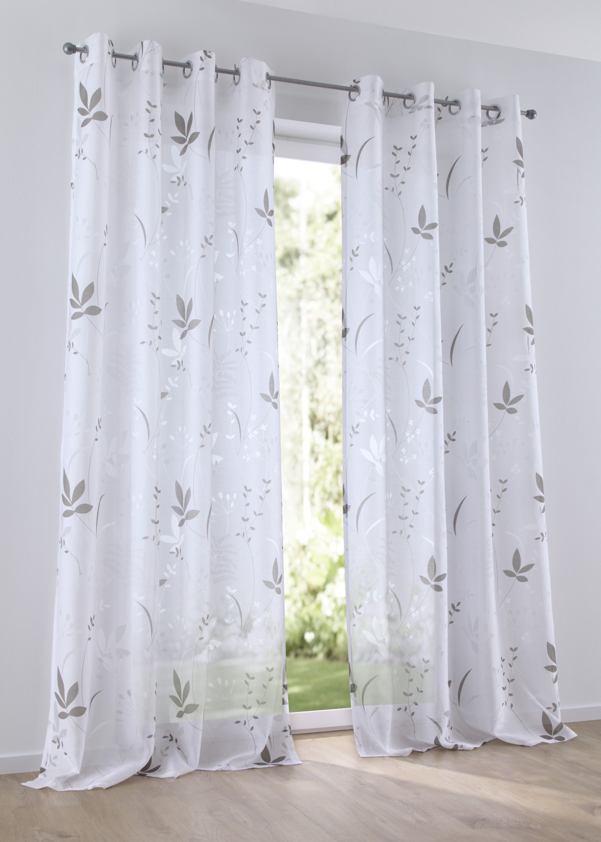 Kutti Vorhang »Dandelion«, (1 halbtransparent, Baumwolle-Polyester, St.), Ausbrenner, Gardine kaufen günstig bedruckt