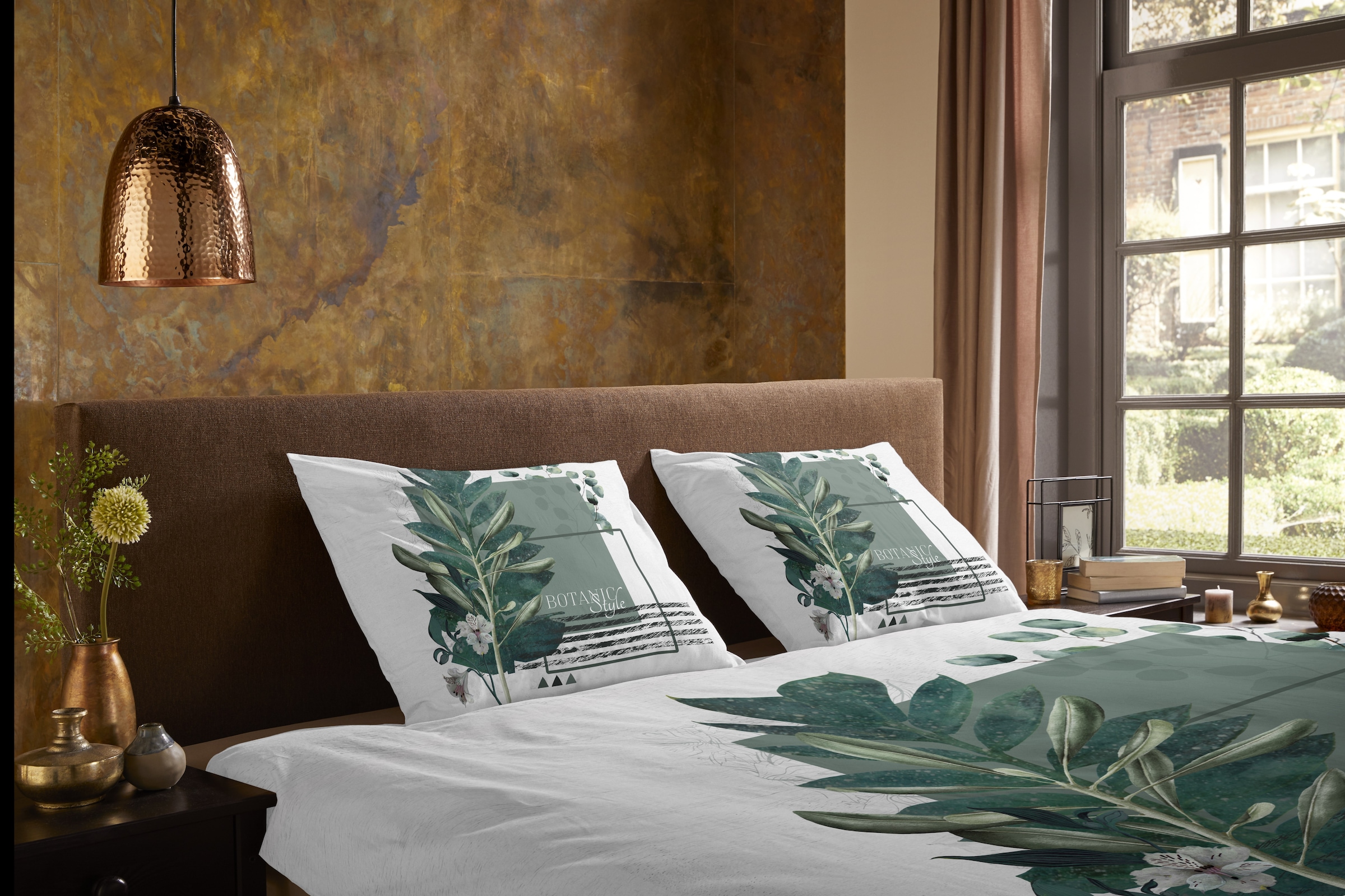 PURE luxury collection Wendebettwäsche »Green Boho«, Mikrofaser, Pflegeleicht, Weich, Reissverschluss, Wendeoptik, Boho