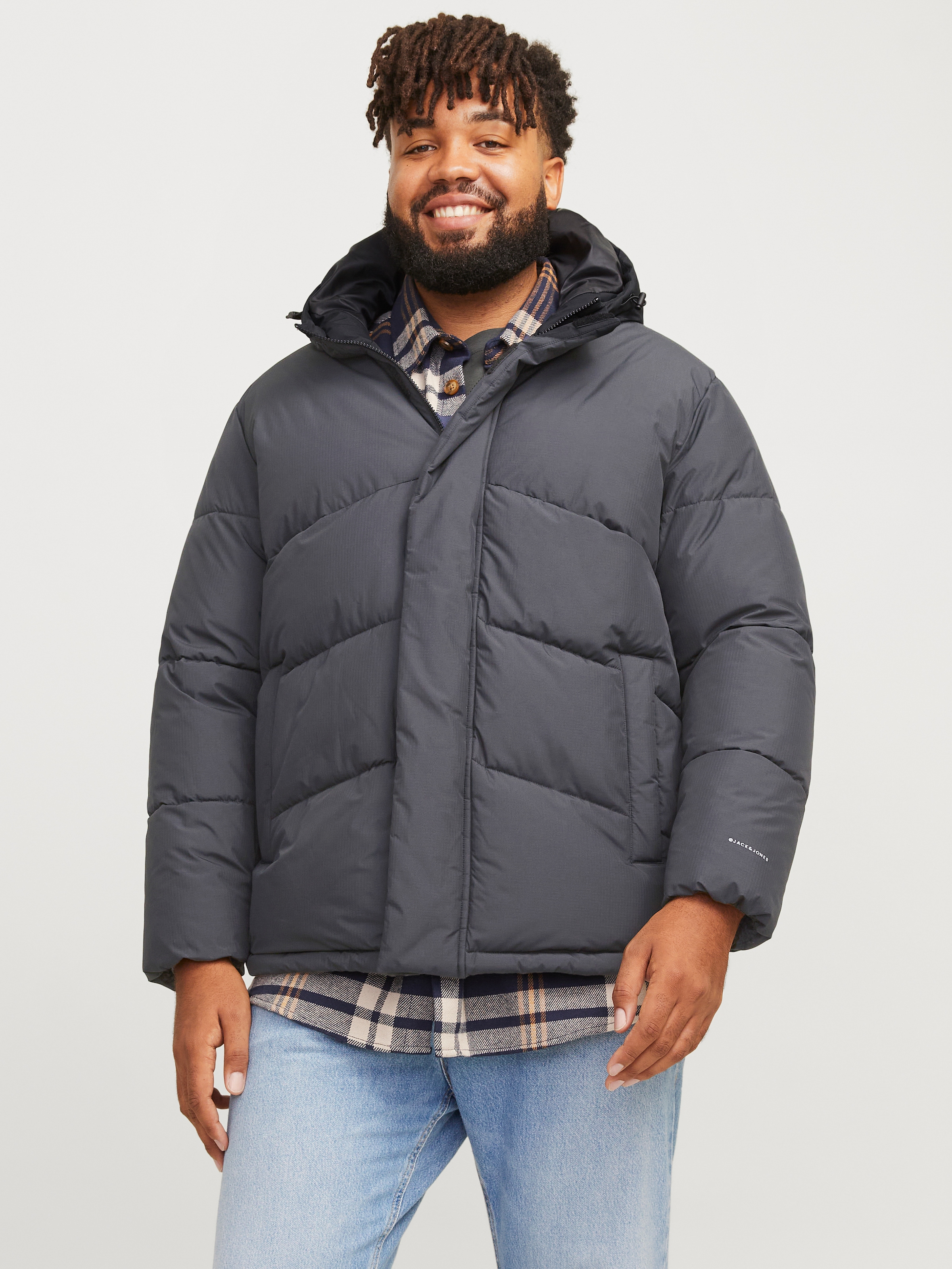 Steppjacke »JJWORLD PUFFER JACKET PLS«, mit Kapuze