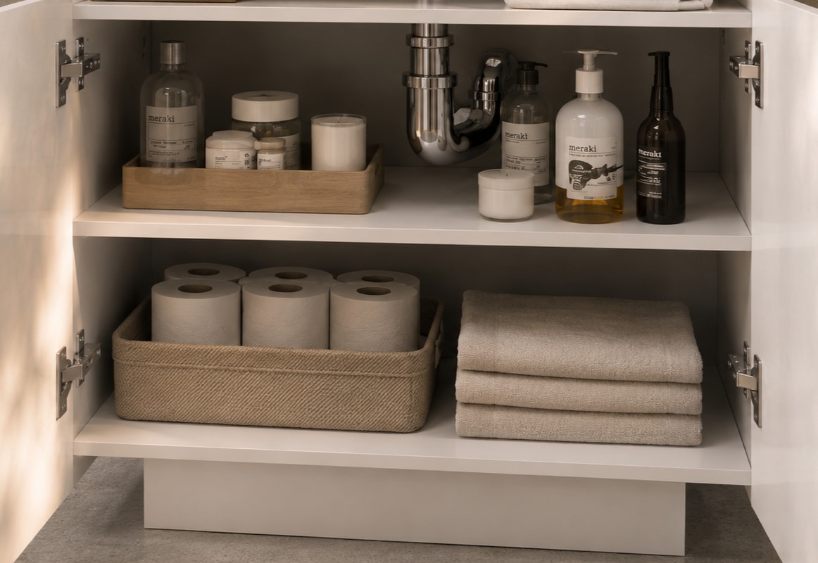 welltime Armoire sous lavabo »Vela,Breite 60cm, 2 Türen, 2 Fächer, mit Siphonausschnitt« 1 cuis tlg. meuble sous-lavabo, plan vasque, design avec portes inclinées
