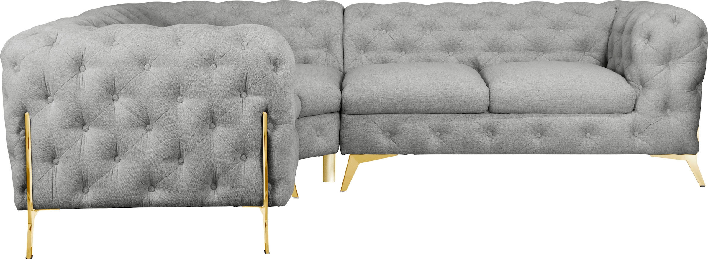 Leonique Chesterfield-Sofa »Amaury L-Form«, Chesterfield-Optik, Breite/Tiefe je 262 cm, Fussfarbe wählbar