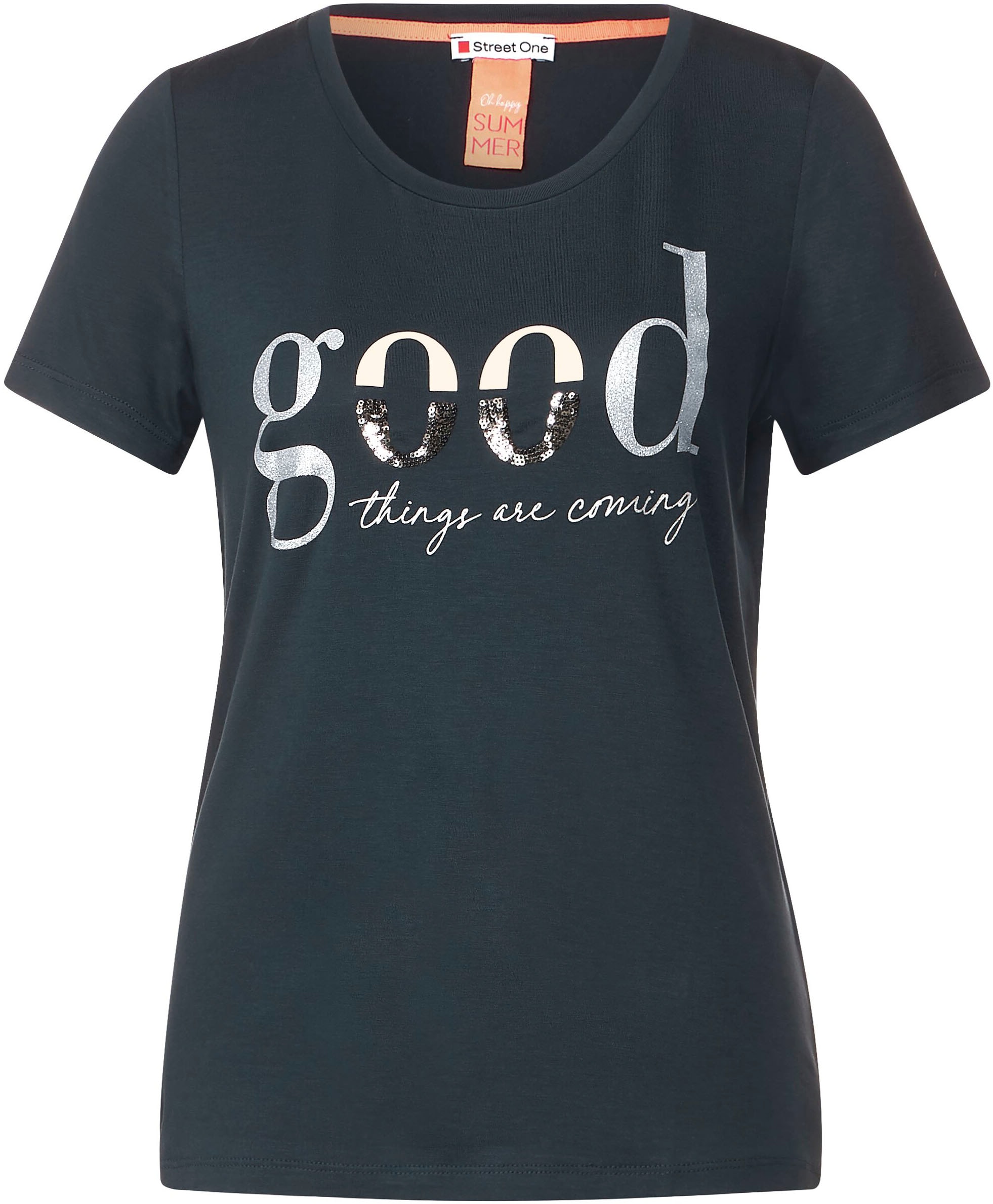 ♕ STREET ONE T-Shirt, mit Wording und Schimmerdetails versandkostenfrei  bestellen