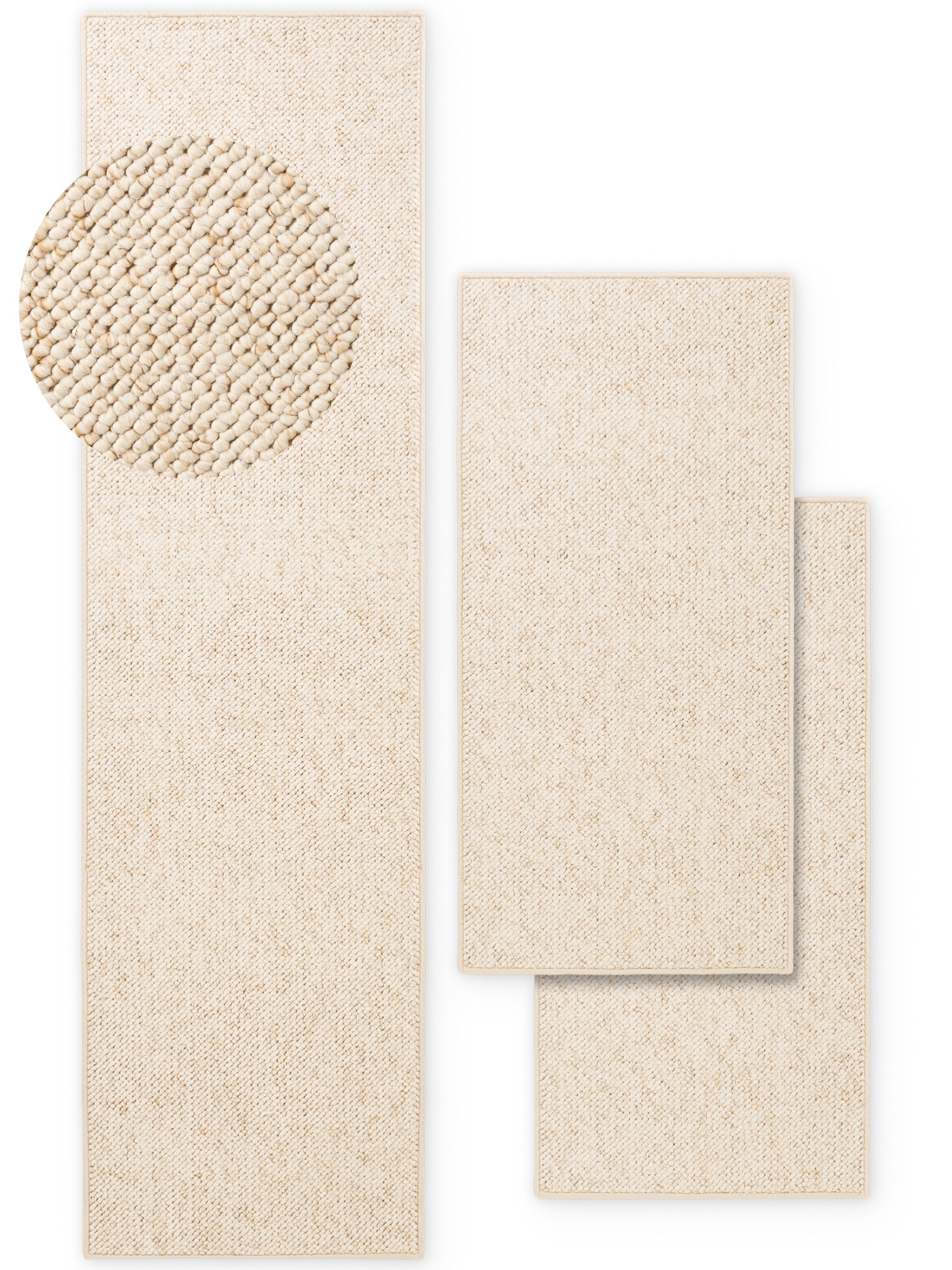 HANSE Home Bettumrandung »Wolly 2« Höhe 12 mm 3 Stk. tlg. Bettvorleger, 3-teiliger Läufer Set, Unifarben, Kurzflor, Bettläufer