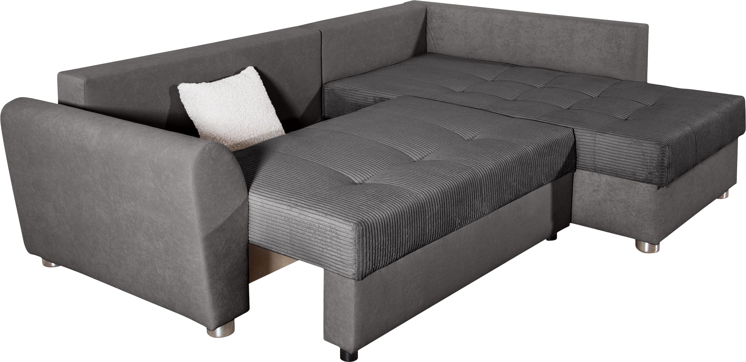 COLLECTION AB Ecksofa »Jana L-Form, B: 220 cm« Bettfunktion, Bettkasten & 1 Zierkissen, Federkern