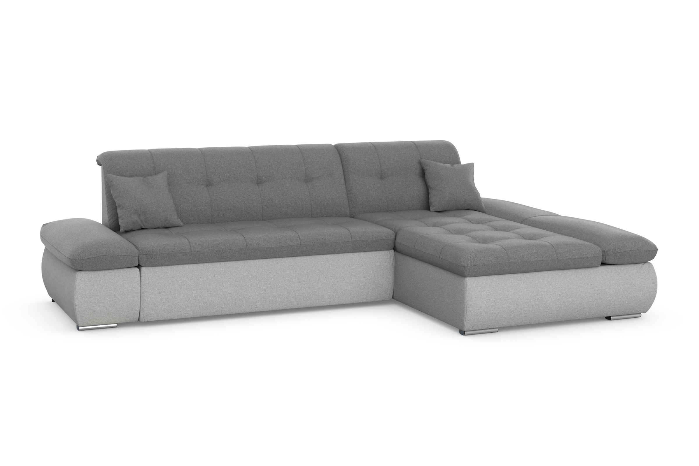 DOMO collection Ecksofa »Moric, L-Form, XXL-Sofa - Breite 300cm«, wahlweise mit Bettfunktion und Armteilverstellung, silberfarben-grau