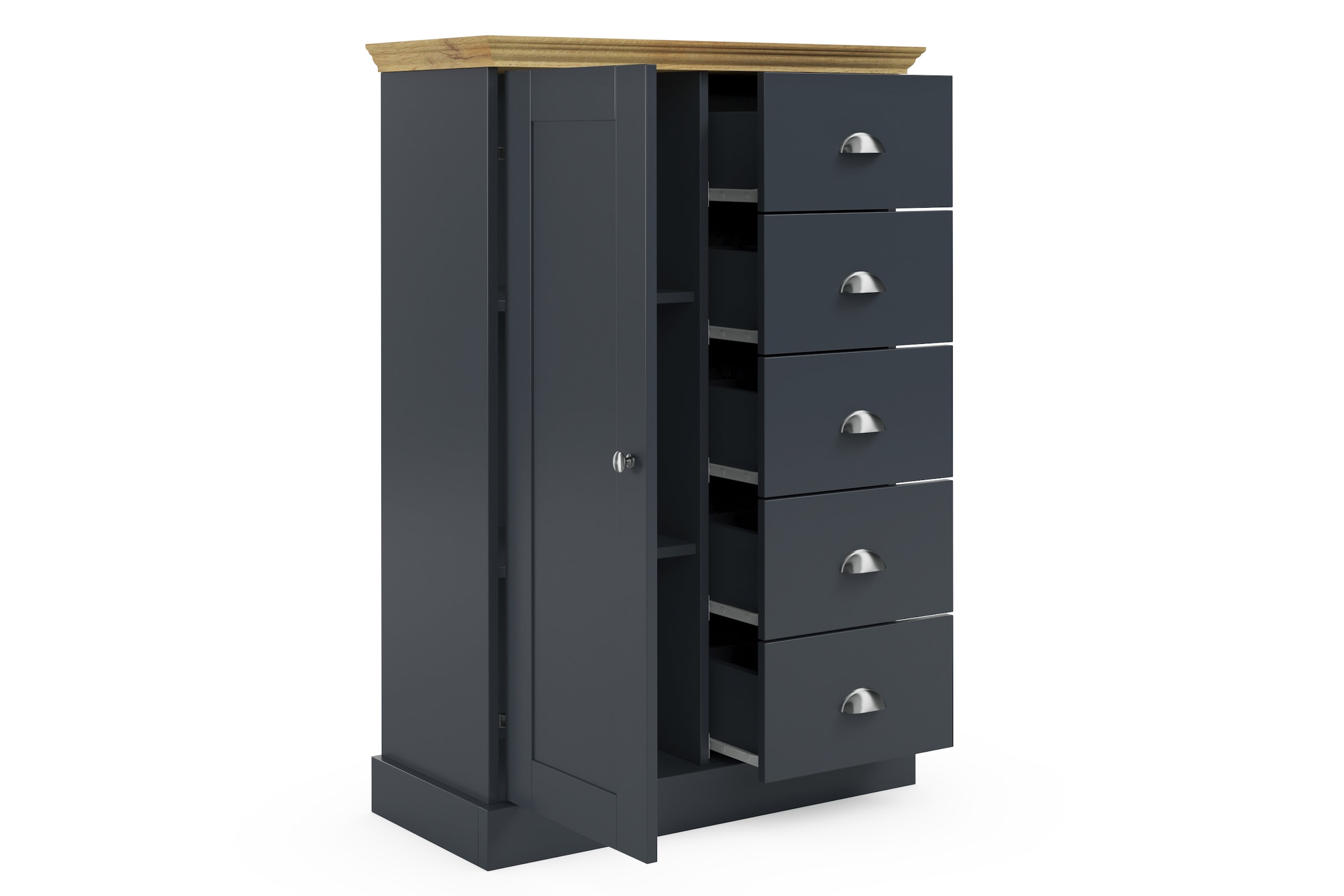 Home affaire Commode »Motala« 5 Schubladen und 2 verstellbare Einlegeböden, Breite 75cm, Höhe 110cm