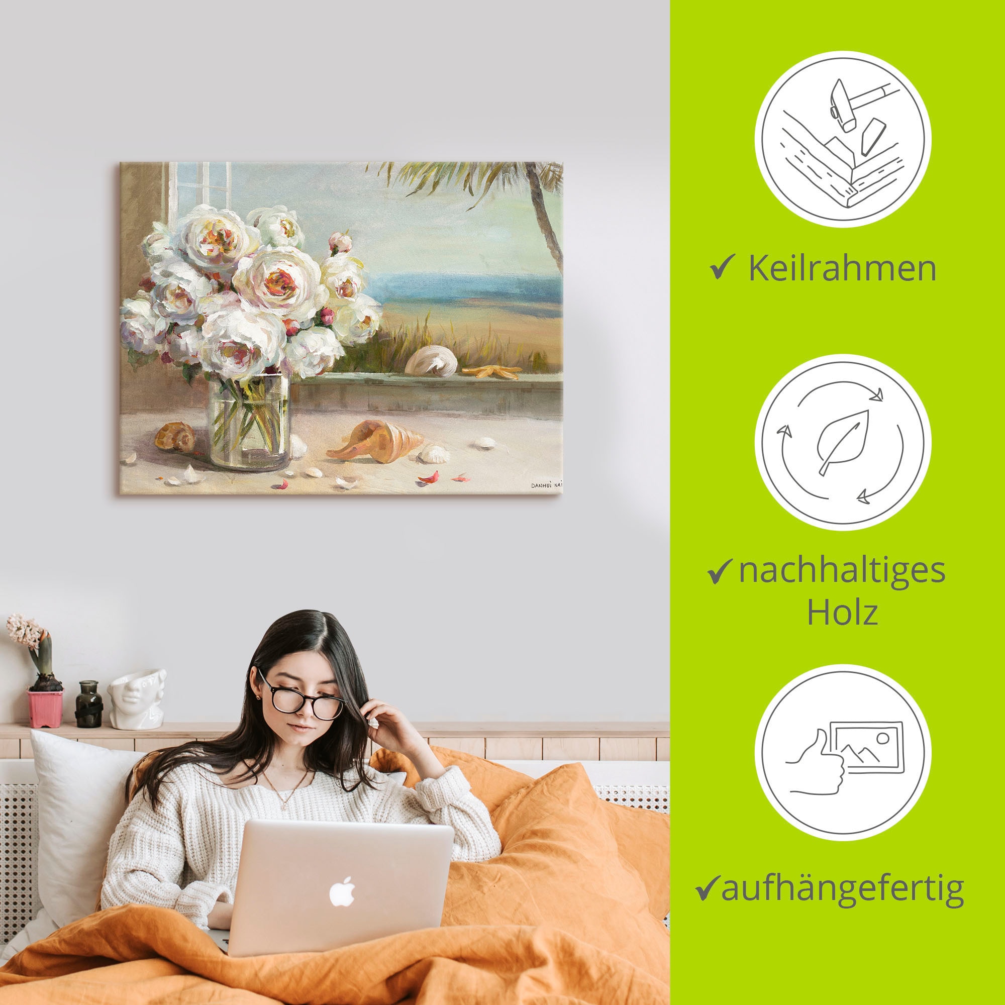 Artland Tableau sur toile »Küsten Rosen II« 1 cuis tlg. auf Holzrahmen gespannt