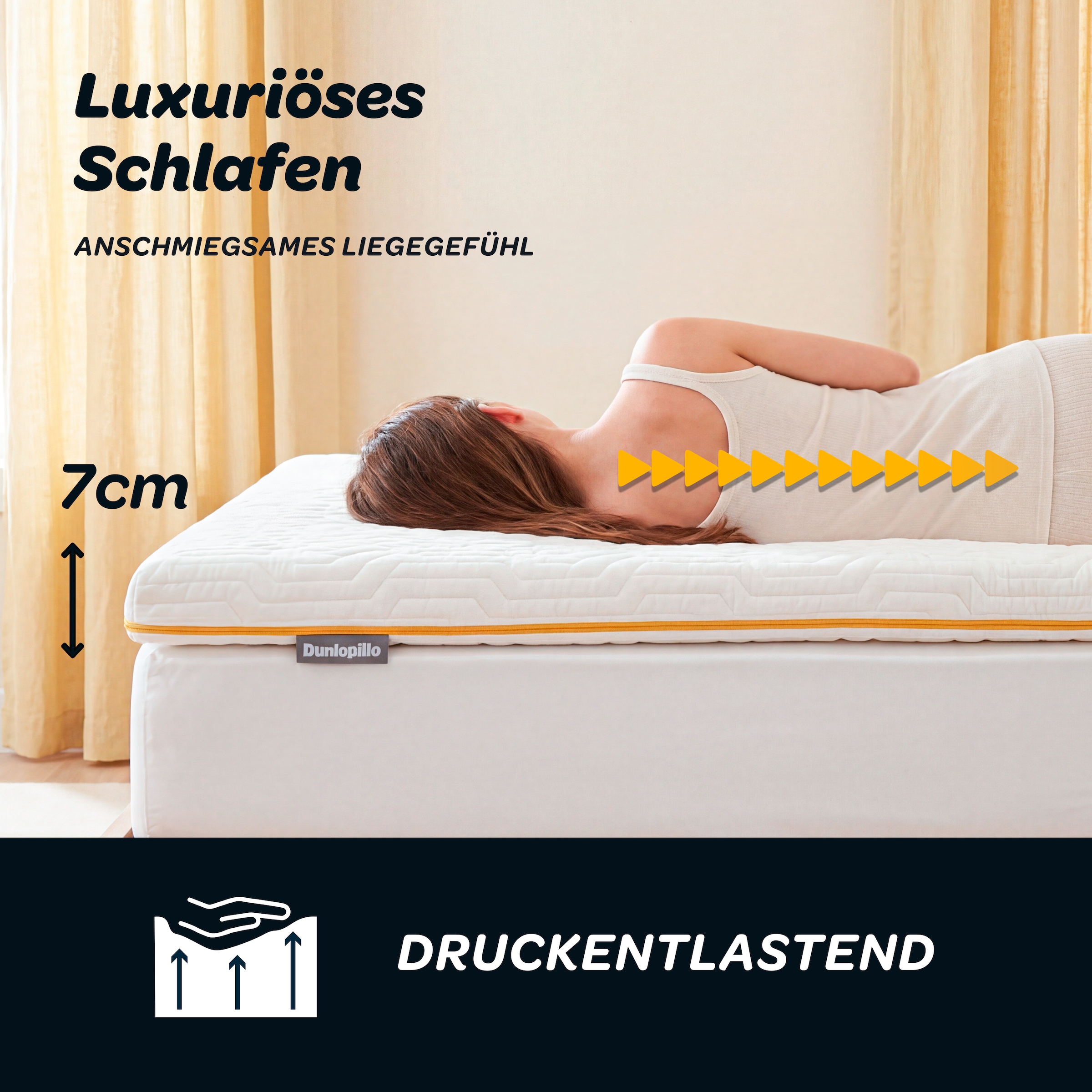 Dunlopillo 1100000002199 »Elements, Premium Viscotopper 90x200 & 140x200 cm & weitere Grössen« surmatelas fabriqué dans l’UE, adapté aux lits boxspring,