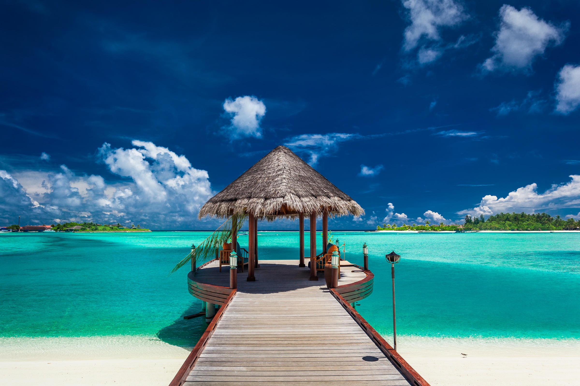 Image of Papermoon Fototapete "Boat Jetty Maldives" glatt
